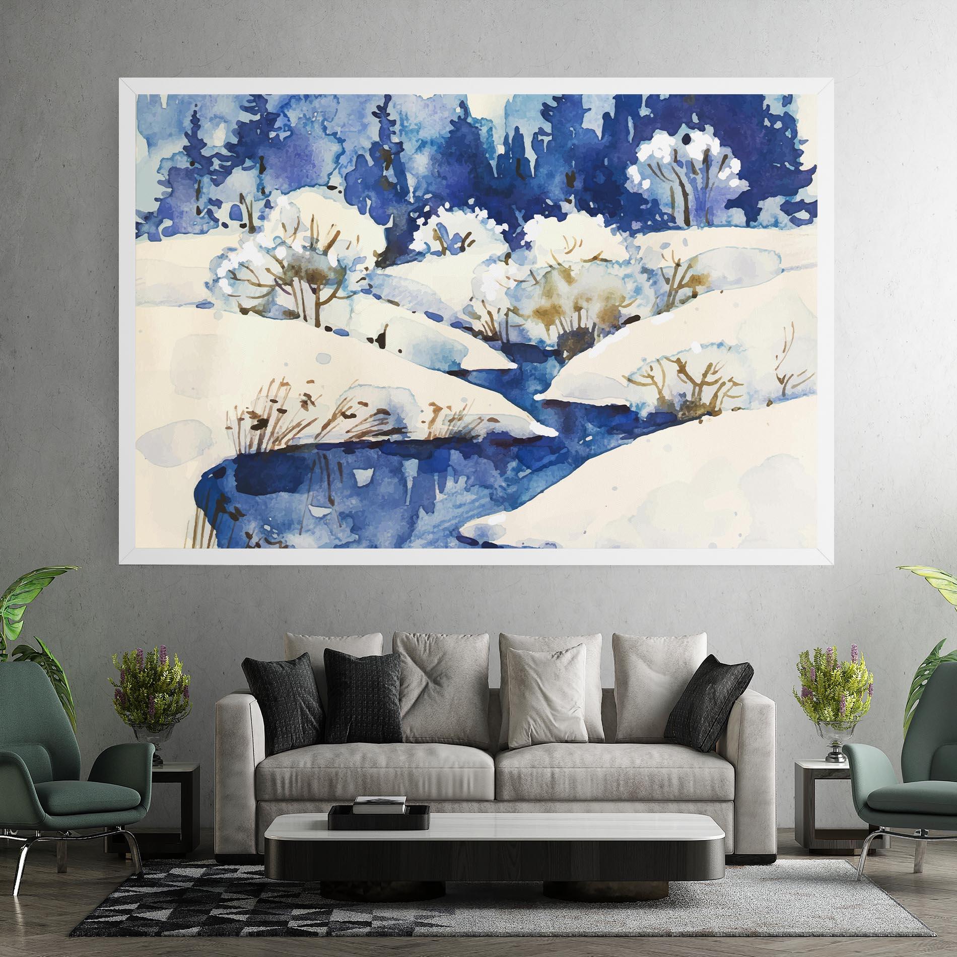 Картина на платно Blue Trees Winter mockup 7