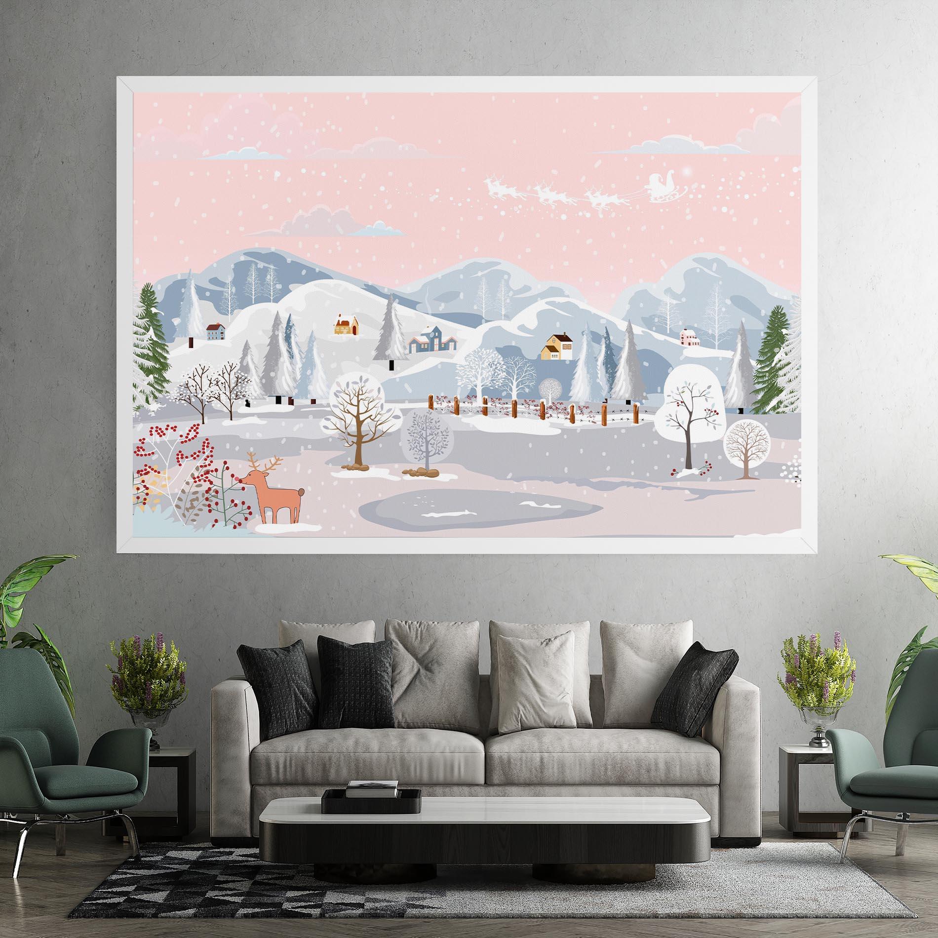 Картина на платно Pink Sky Winter mockup 7