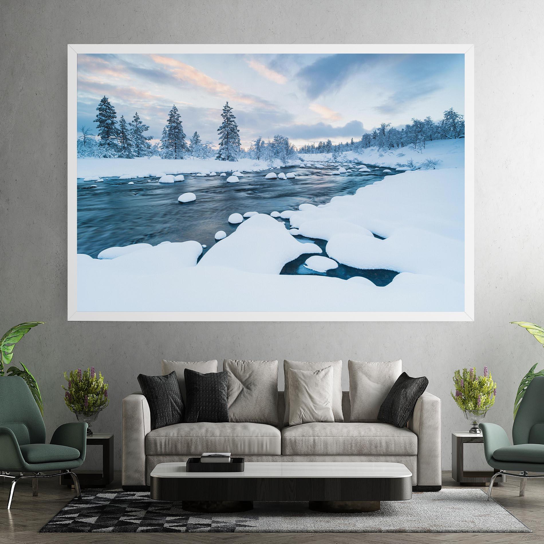 Картина на платно Winter River mockup 7