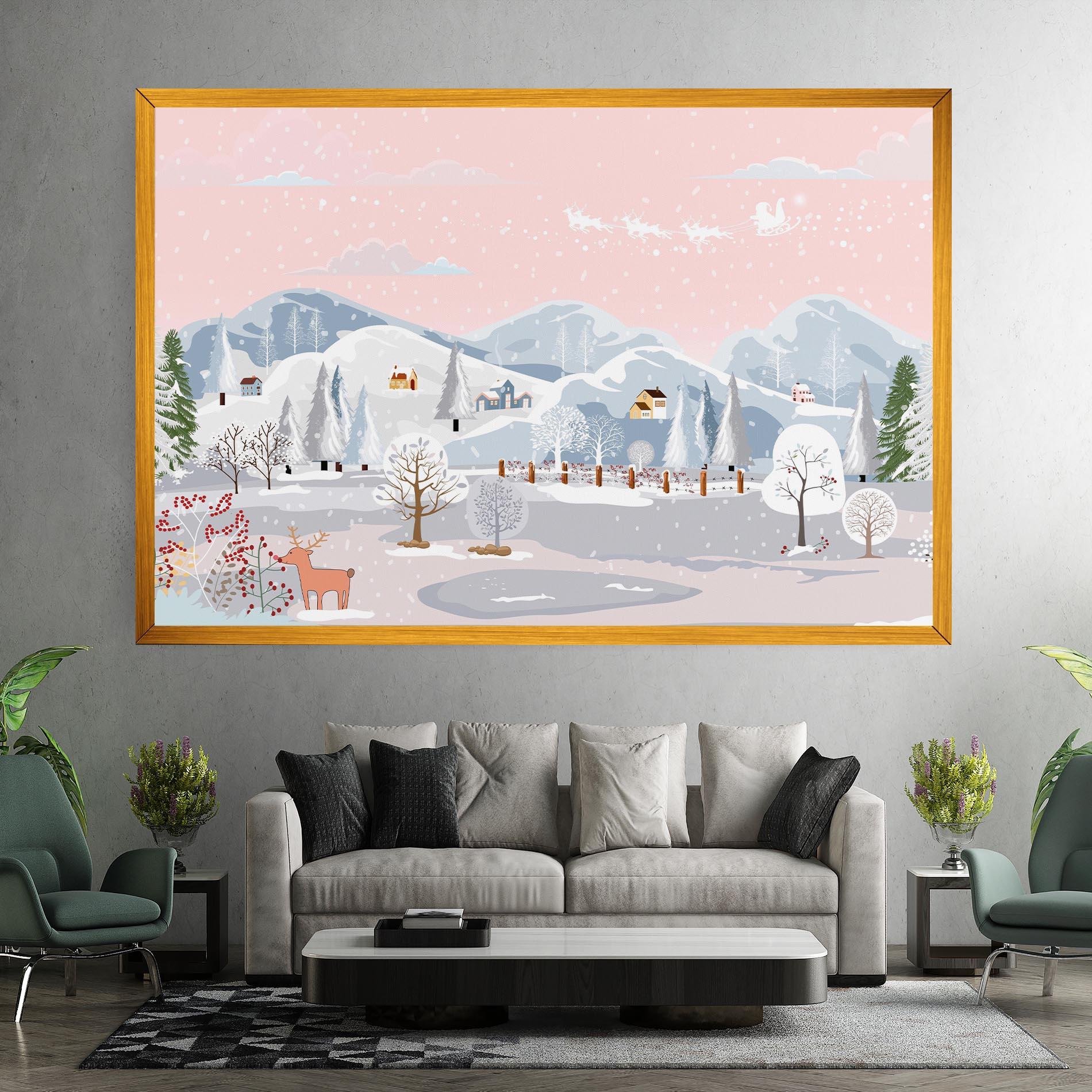 Картина на платно Pink Sky Winter mockup 7