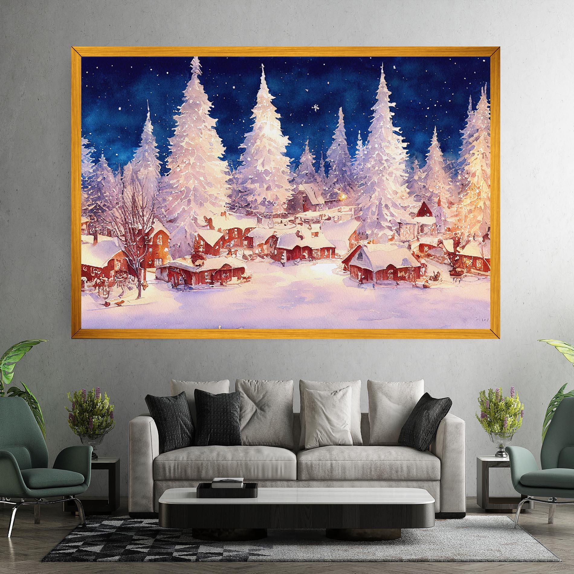 Картина на платно Snow Falling Painting mockup 7
