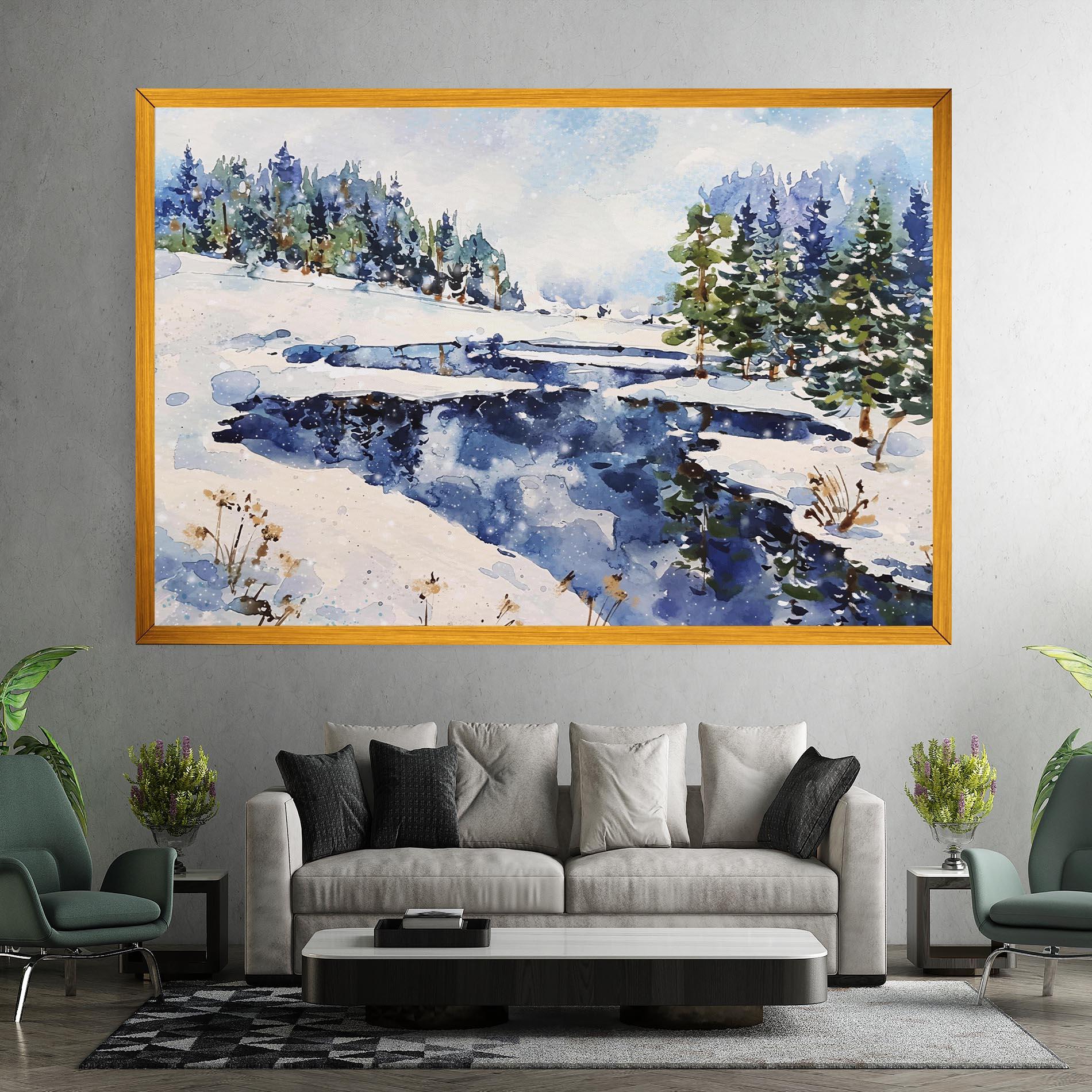 Картина на платно Winter Painting mockup 7
