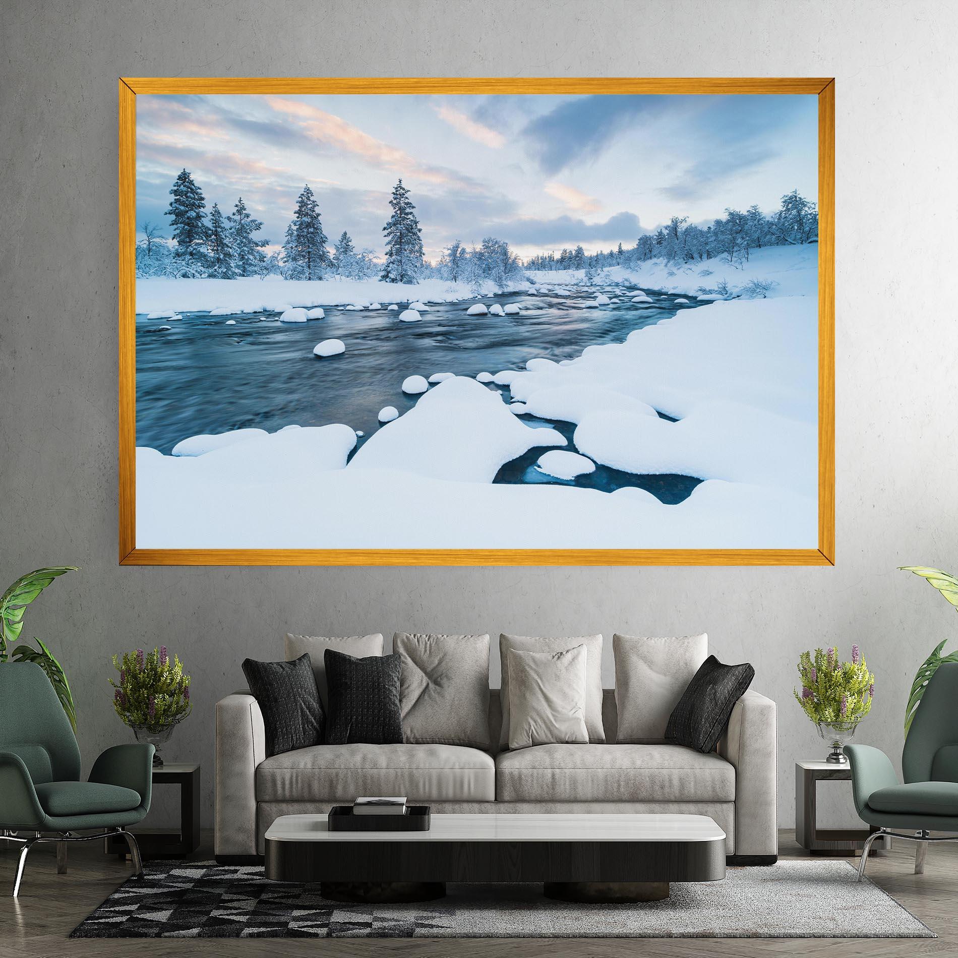 Картина на платно Winter River mockup 7