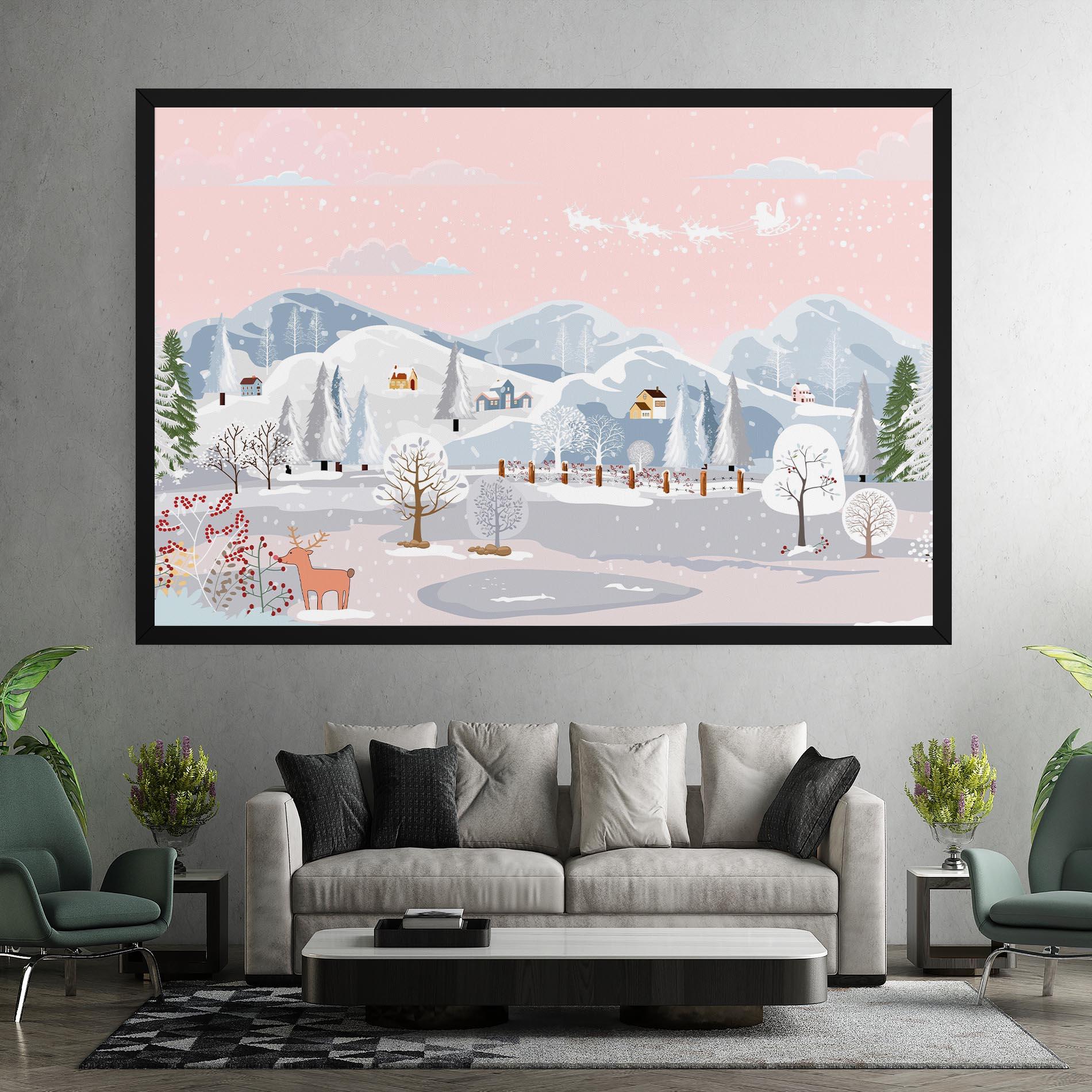 Картина на платно Pink Sky Winter mockup 7