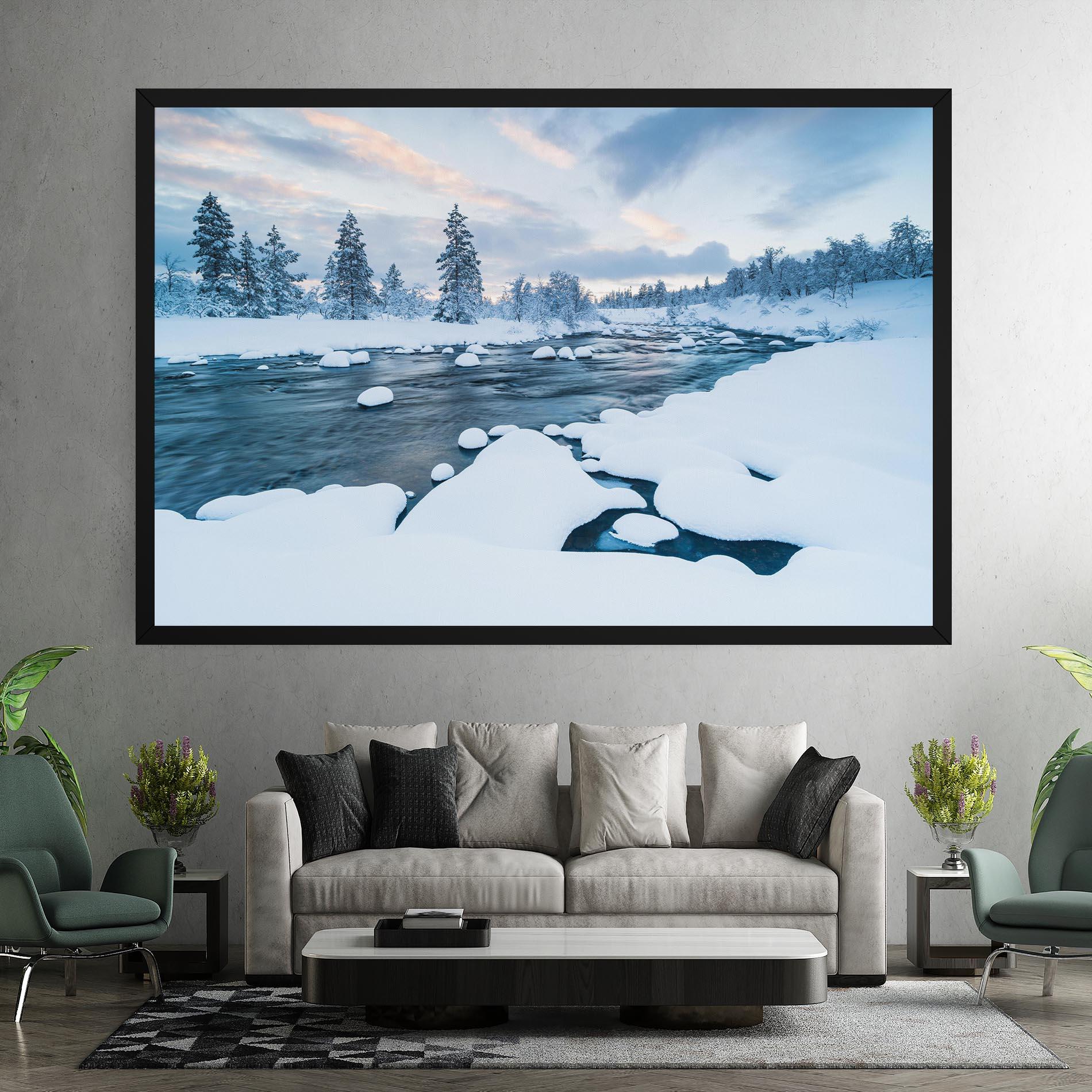 Картина на платно Winter River mockup 7