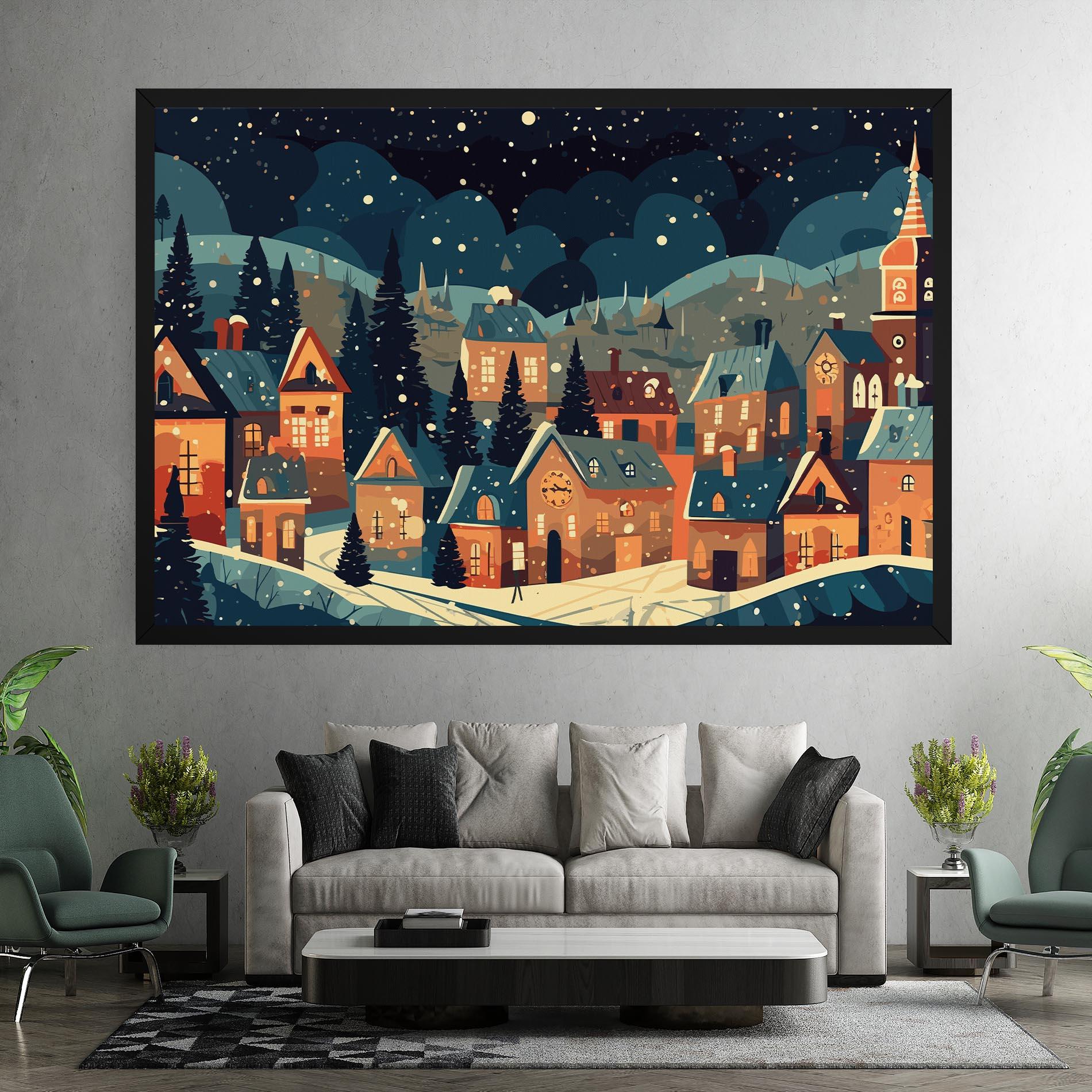 Картина на платно Winter View Houses mockup 7