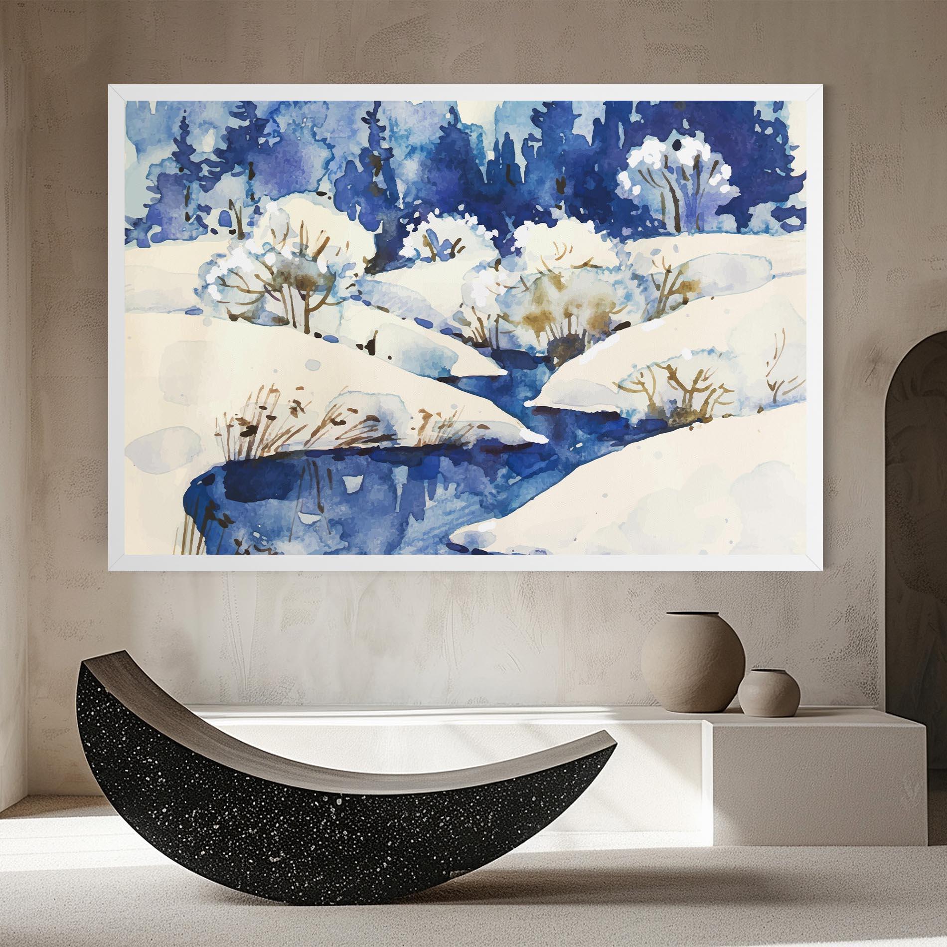 Картина на платно Blue Trees Winter mockup 8