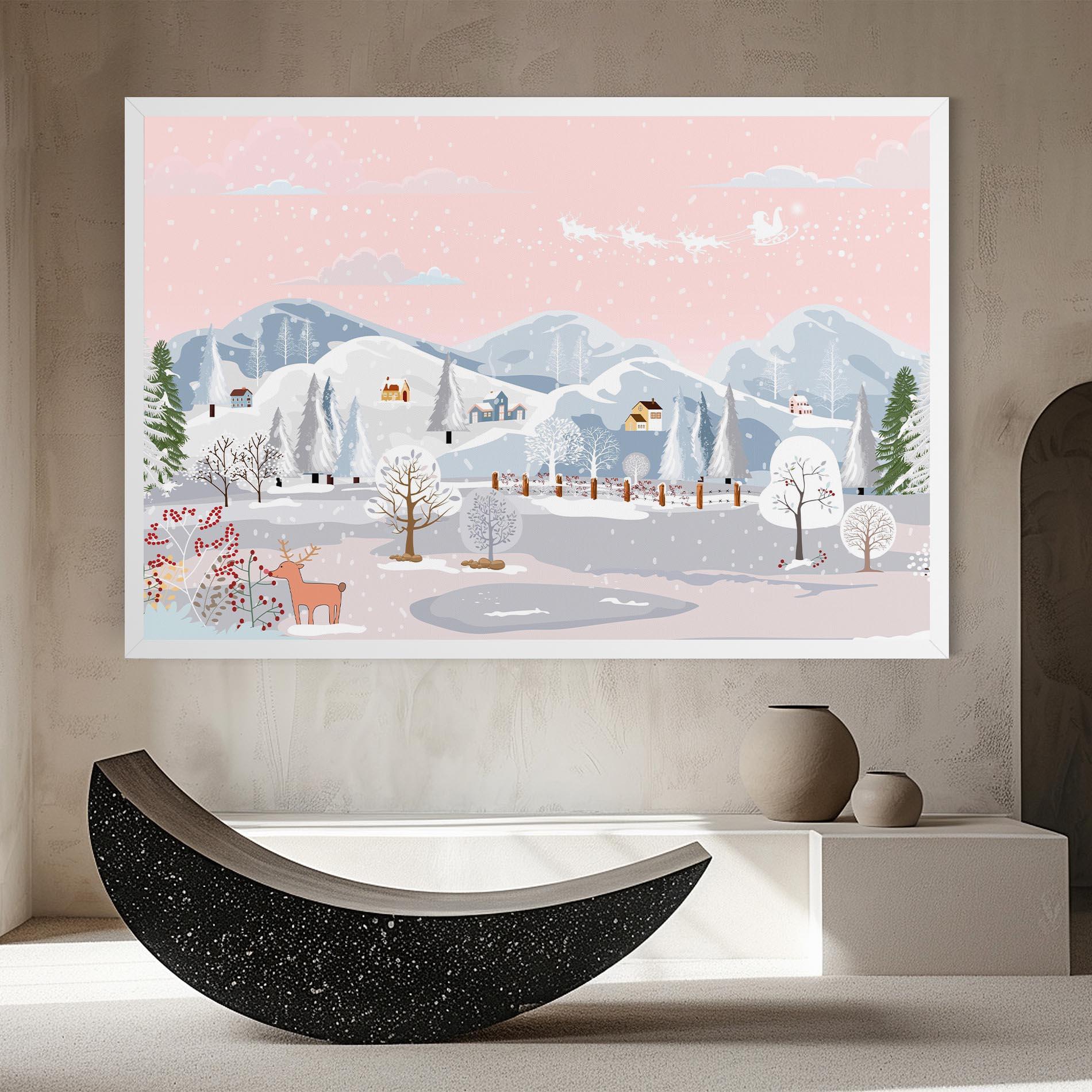 Картина на платно Pink Sky Winter mockup 8
