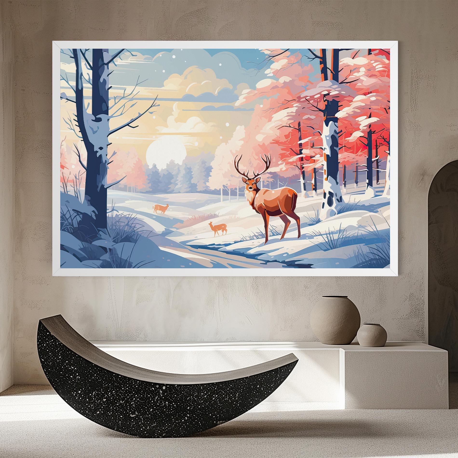 Картина на платно Winter Deer Art mockup 8