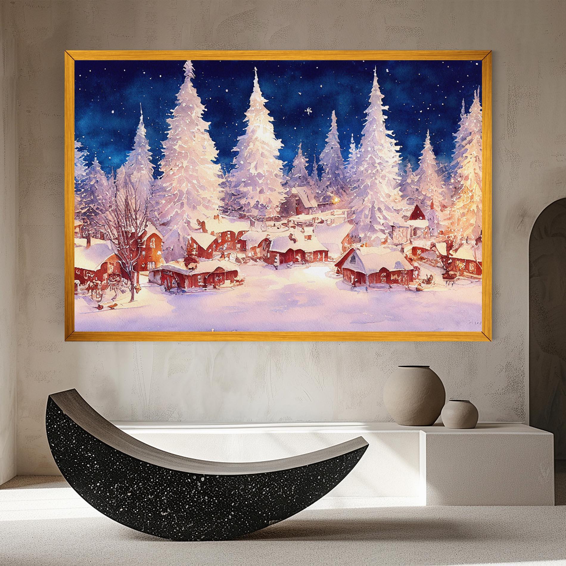 Картина на платно Snow Falling Painting mockup 8