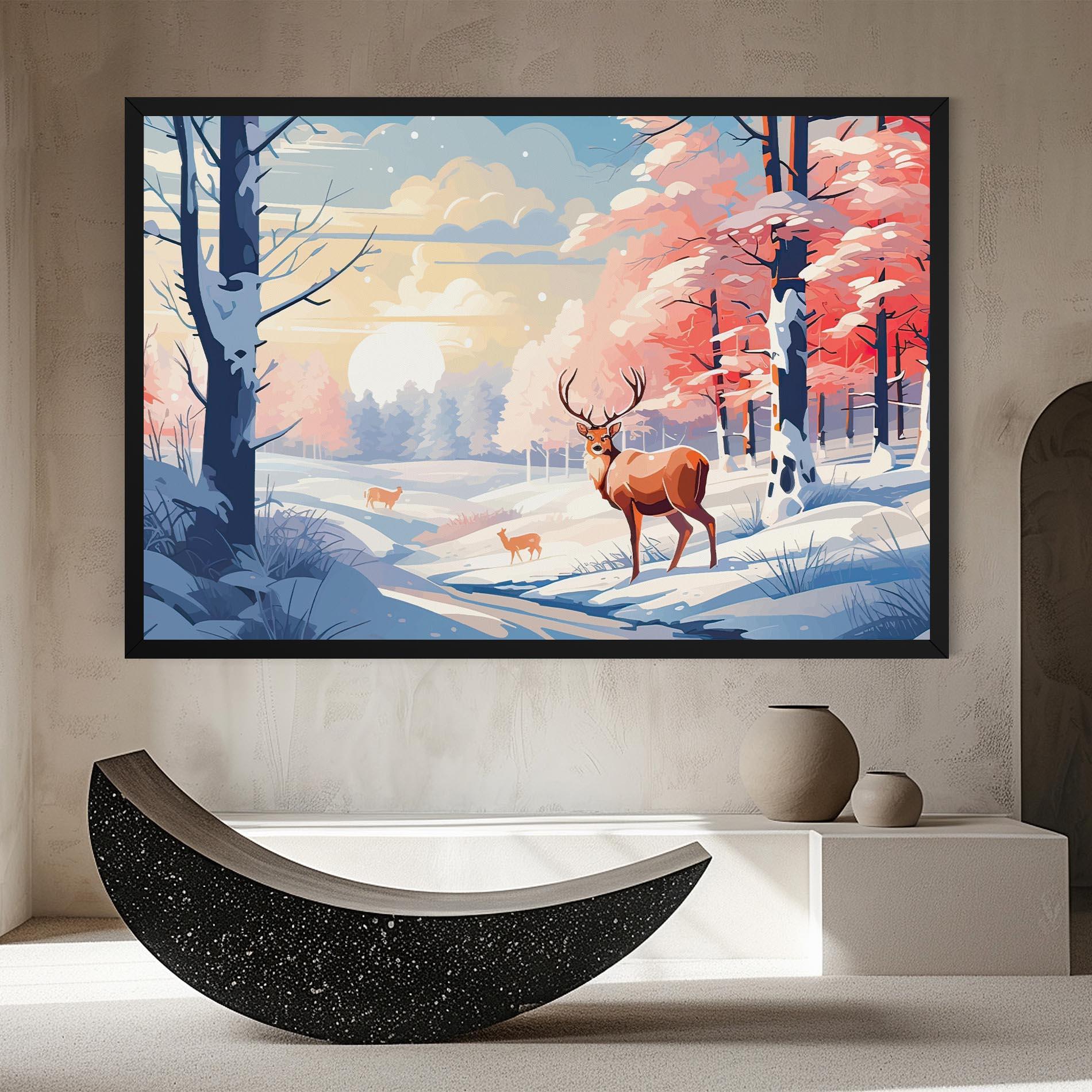 Картина на платно Winter Deer Art mockup 8