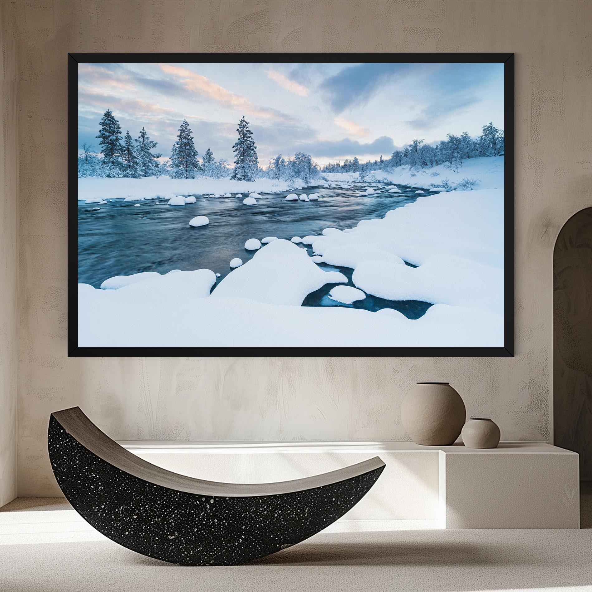 Картина на платно Winter River mockup 8