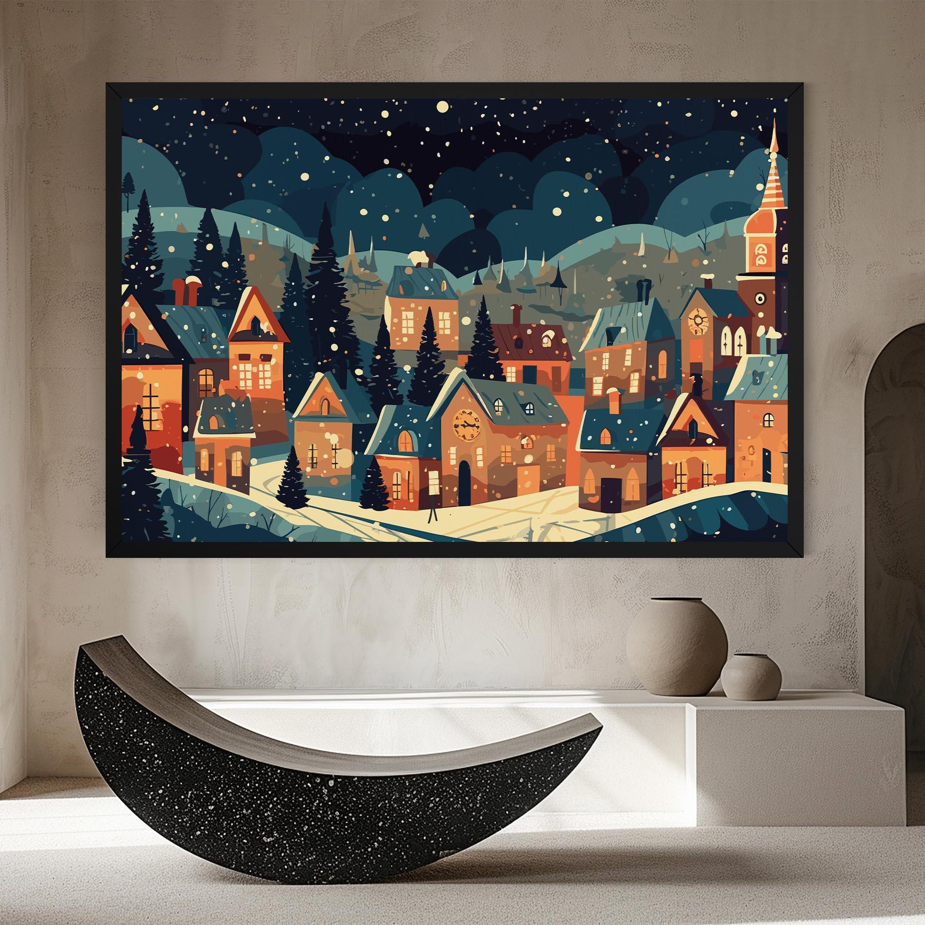 Картина на платно Winter View Houses mockup 8