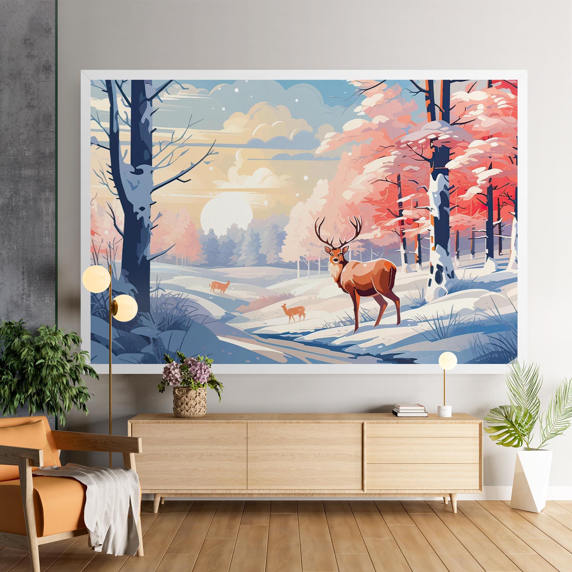 Картина на платно Winter Deer Art mockup 9