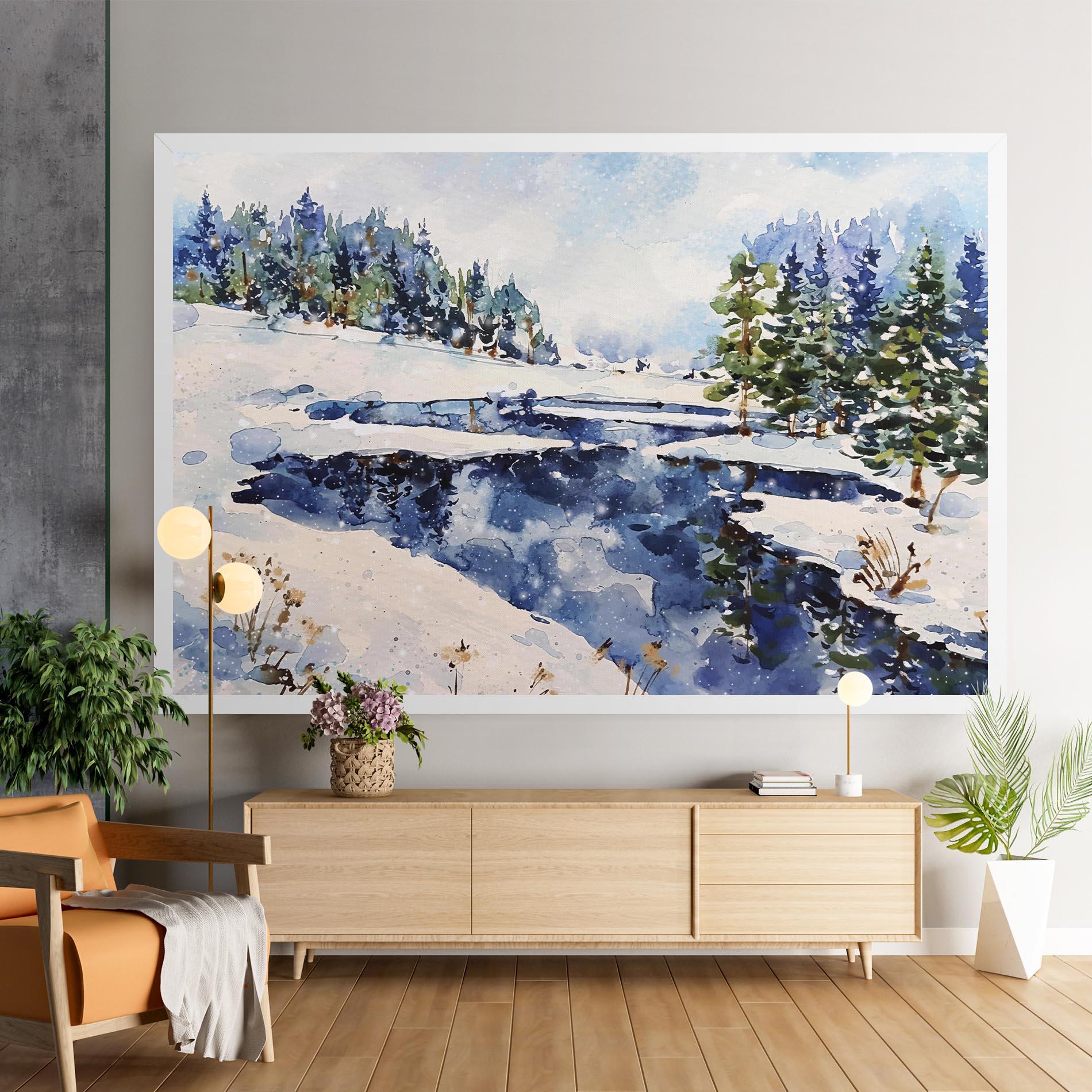 Картина на платно Winter Painting mockup 9