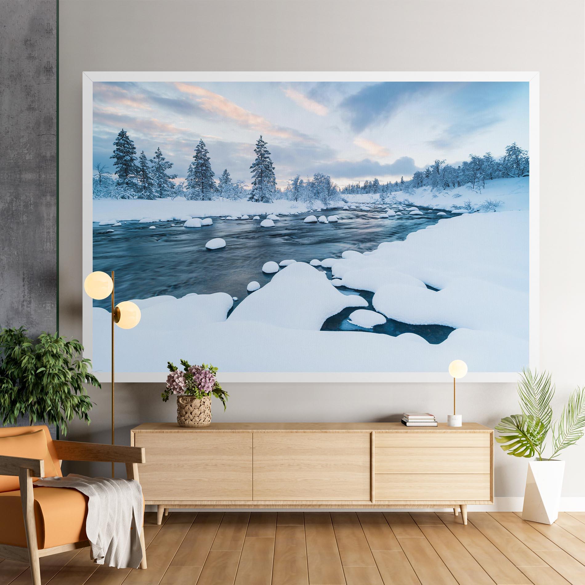 Картина на платно Winter River mockup 9