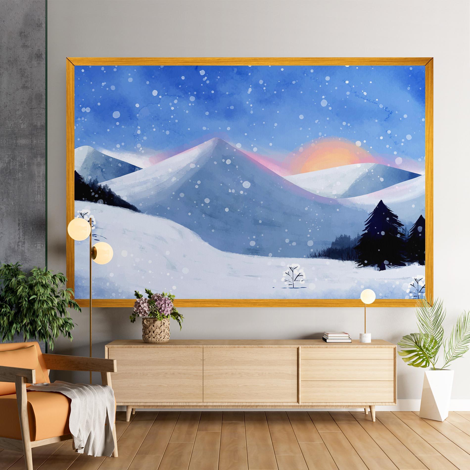 Картина на платно Mountain Snow Art mockup 9
