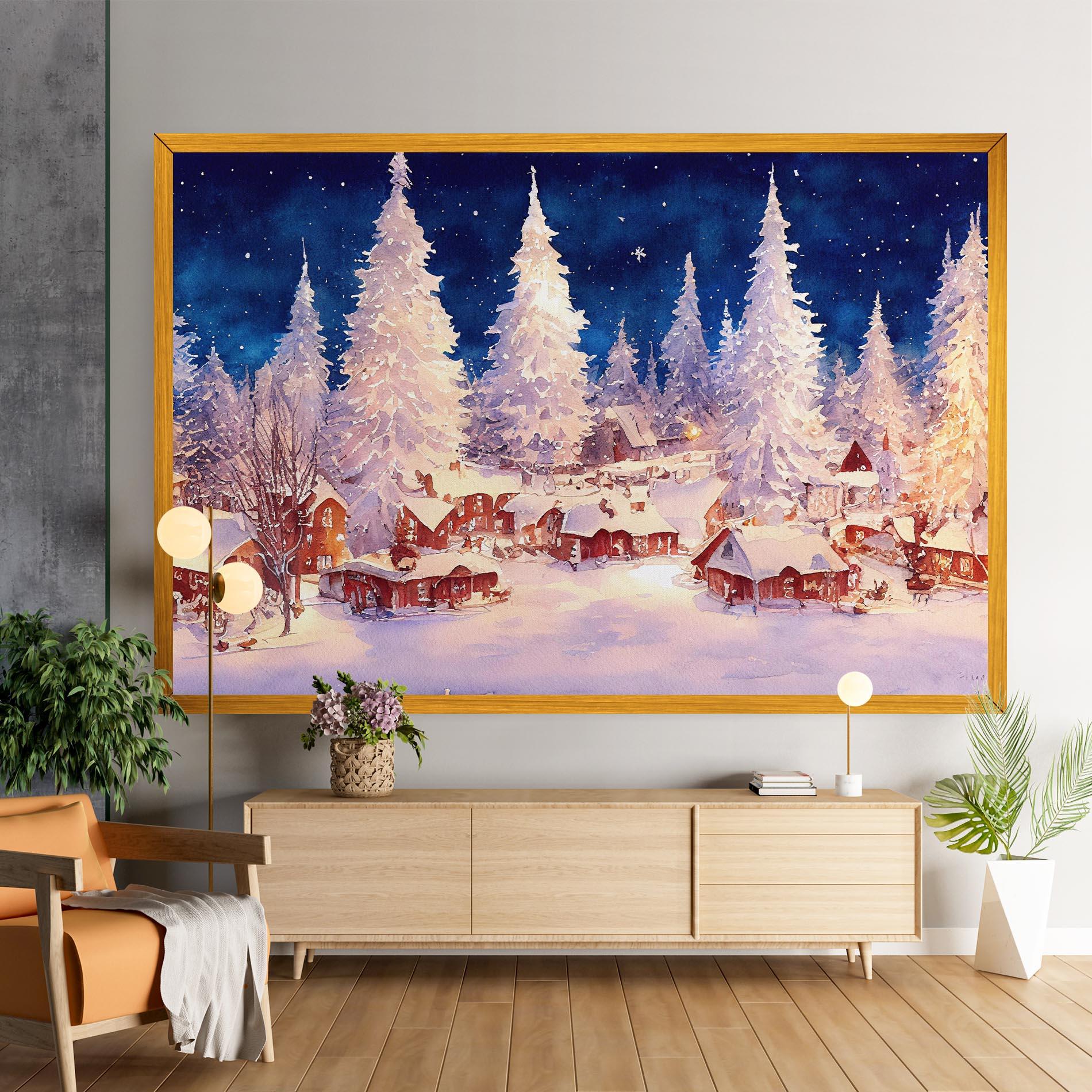 Картина на платно Snow Falling Painting mockup 9