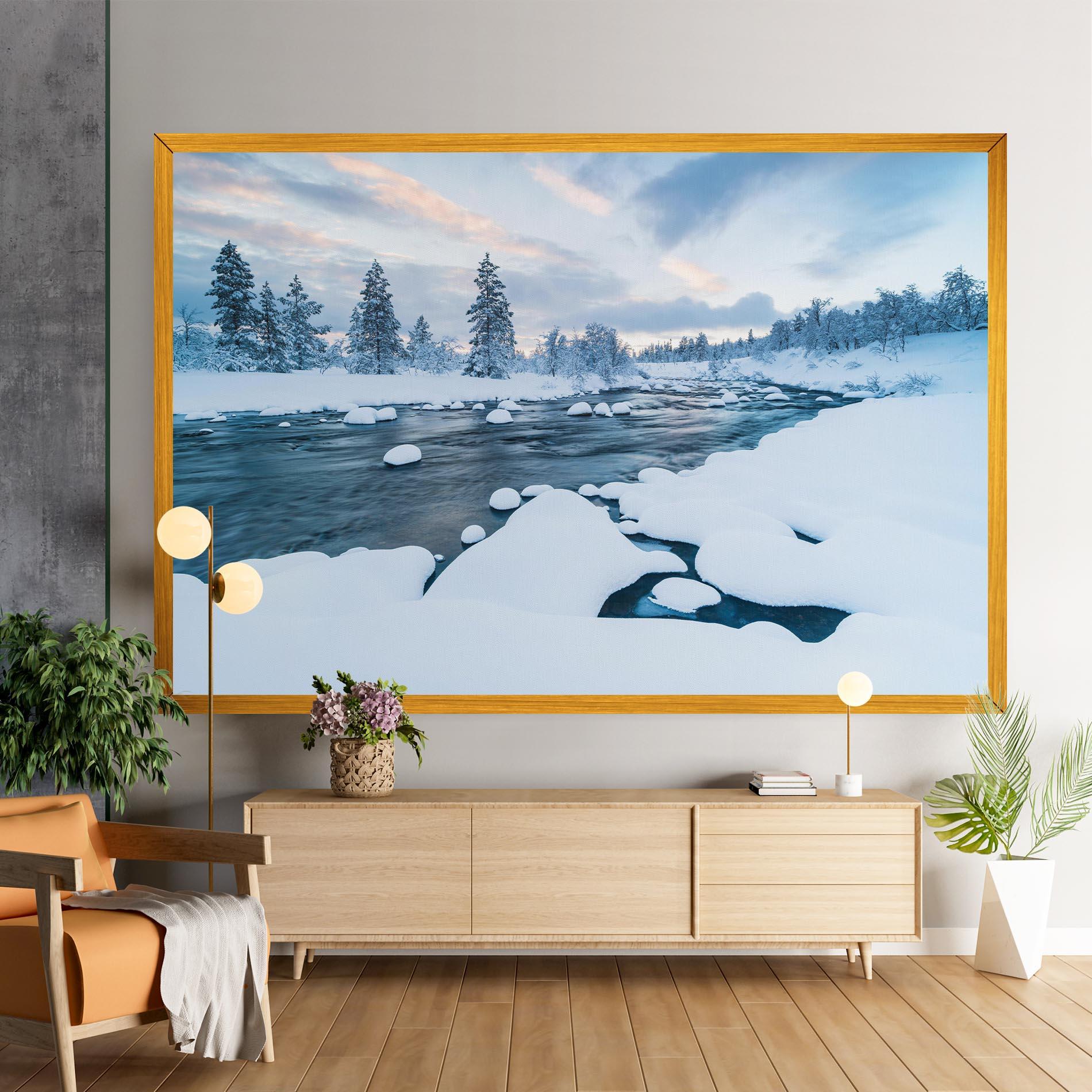 Картина на платно Winter River mockup 9