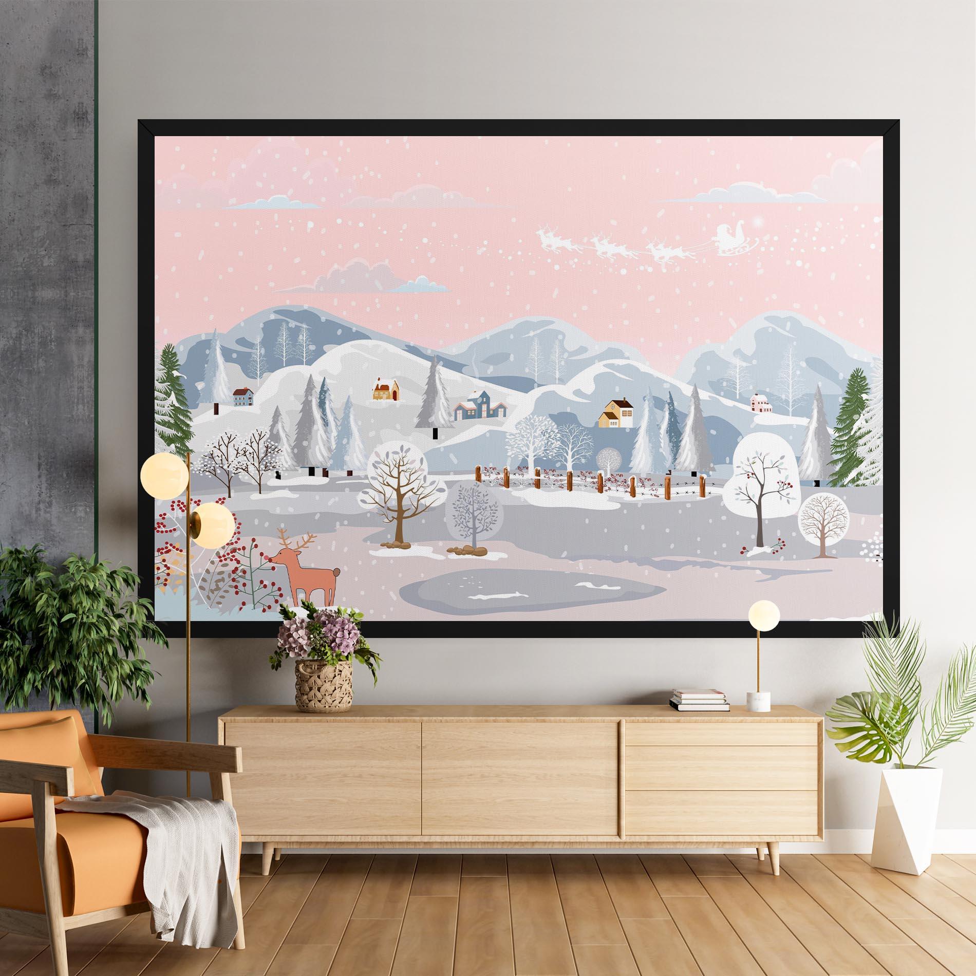 Картина на платно Pink Sky Winter mockup 9