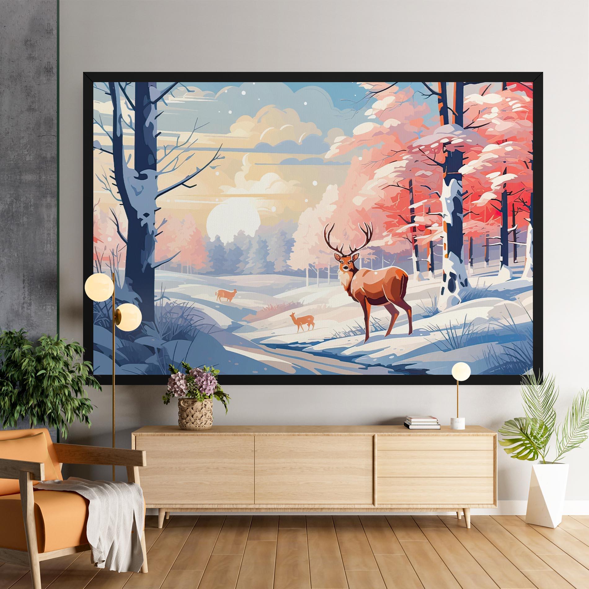 Картина на платно Winter Deer Art mockup 9