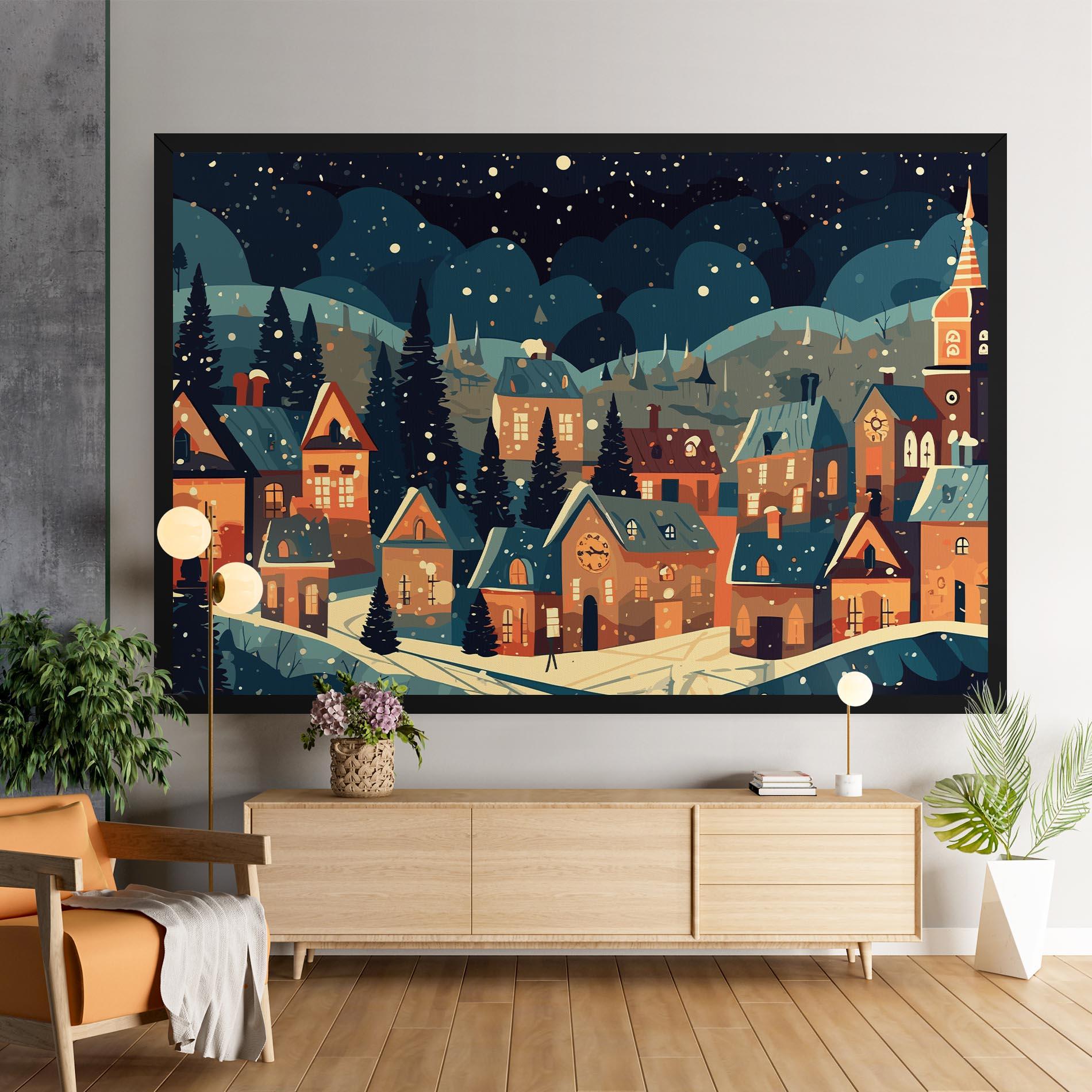 Картина на платно Winter View Houses mockup 9