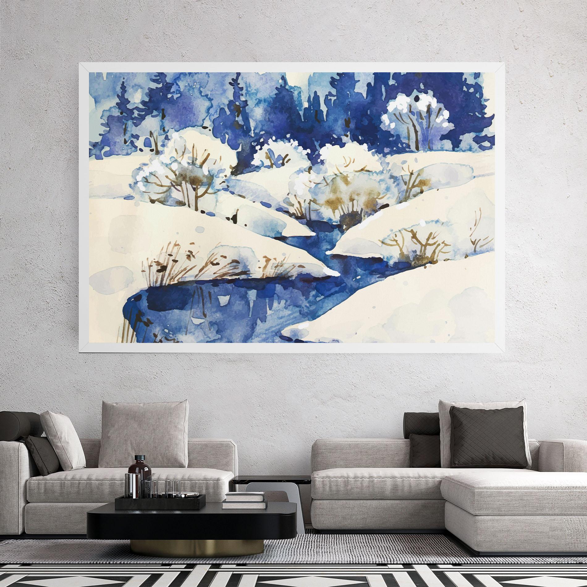 Картина на платно Blue Trees Winter mockup 2