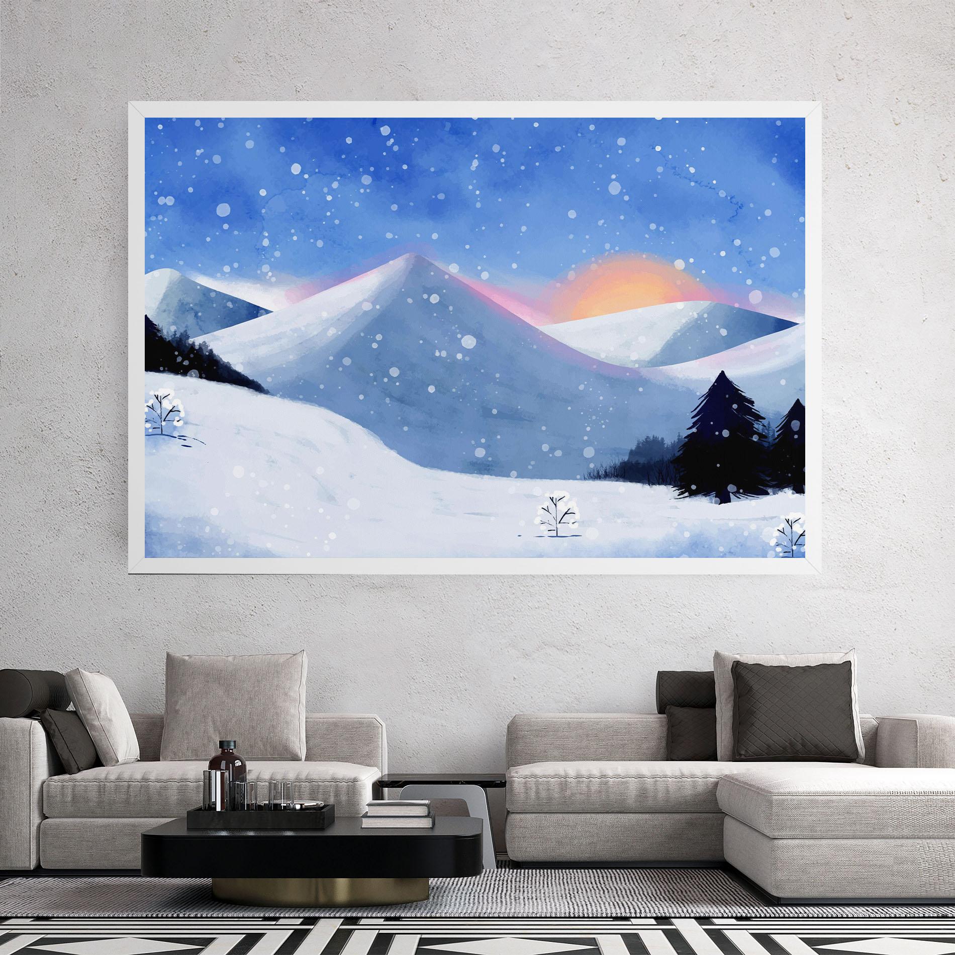 Картина на платно Mountain Snow Art mockup 2