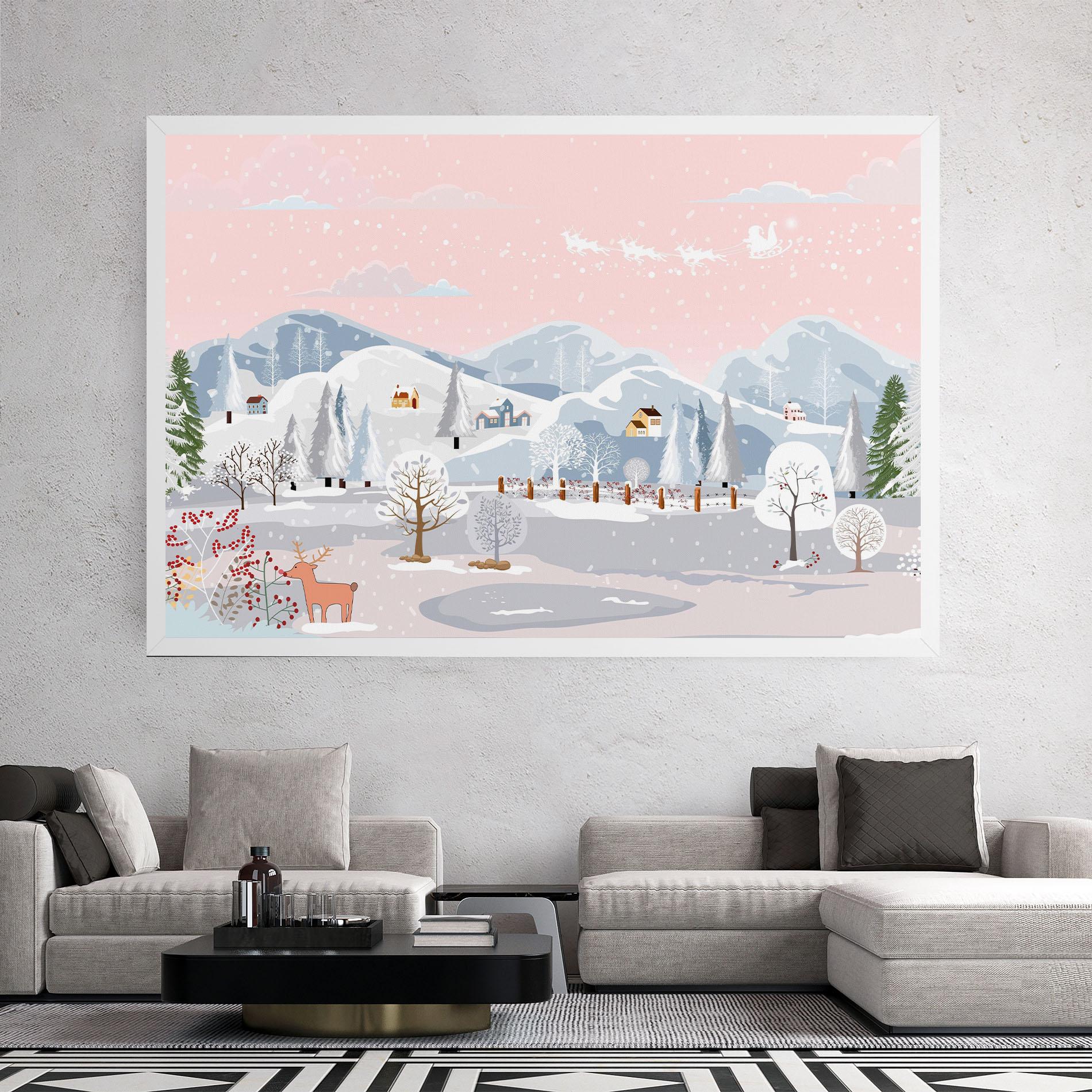 Картина на платно Pink Sky Winter mockup 2