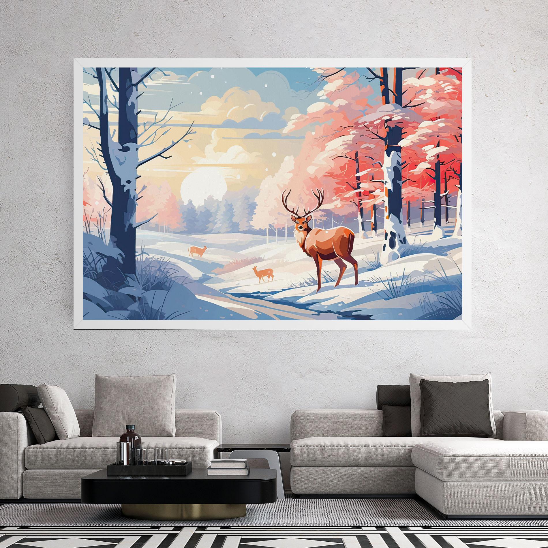 Картина на платно Winter Deer Art mockup 2