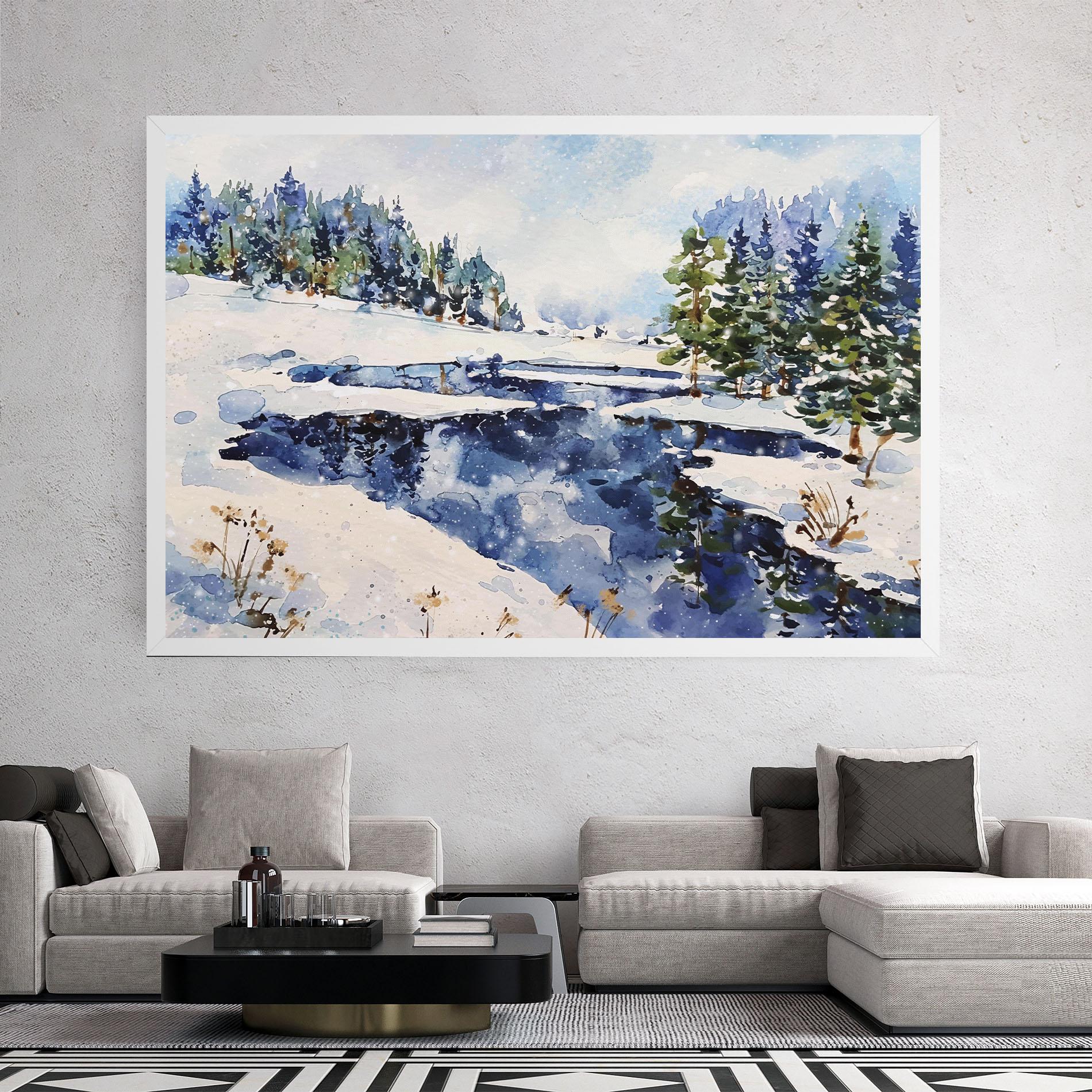 Картина на платно Winter Painting mockup 2