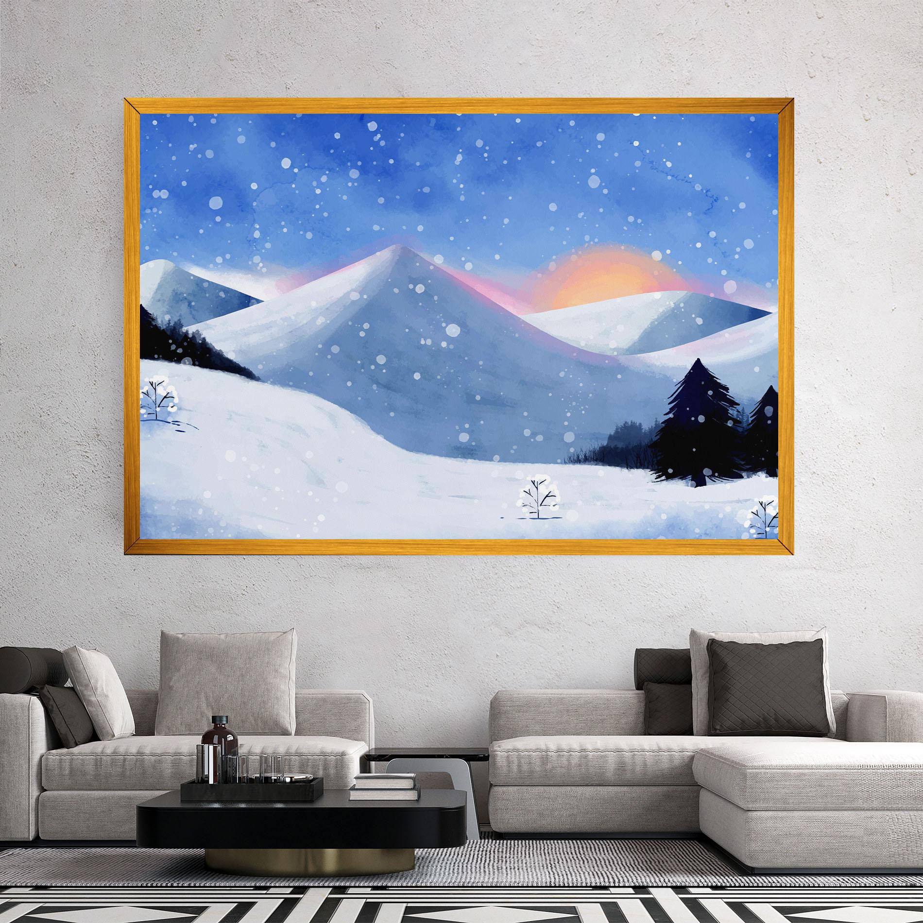 Картина на платно Mountain Snow Art mockup 2