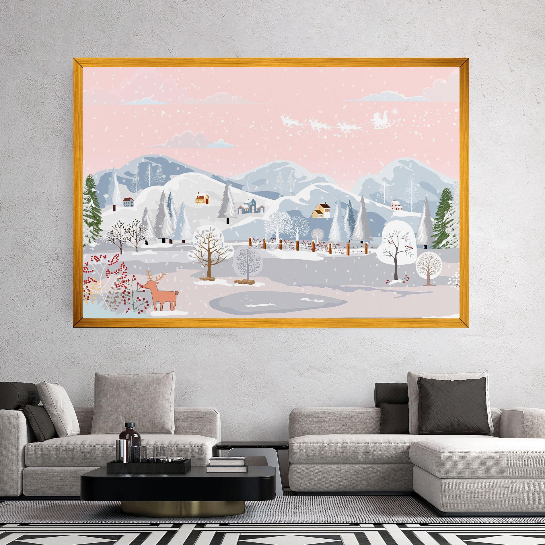 Картина на платно Pink Sky Winter mockup 2