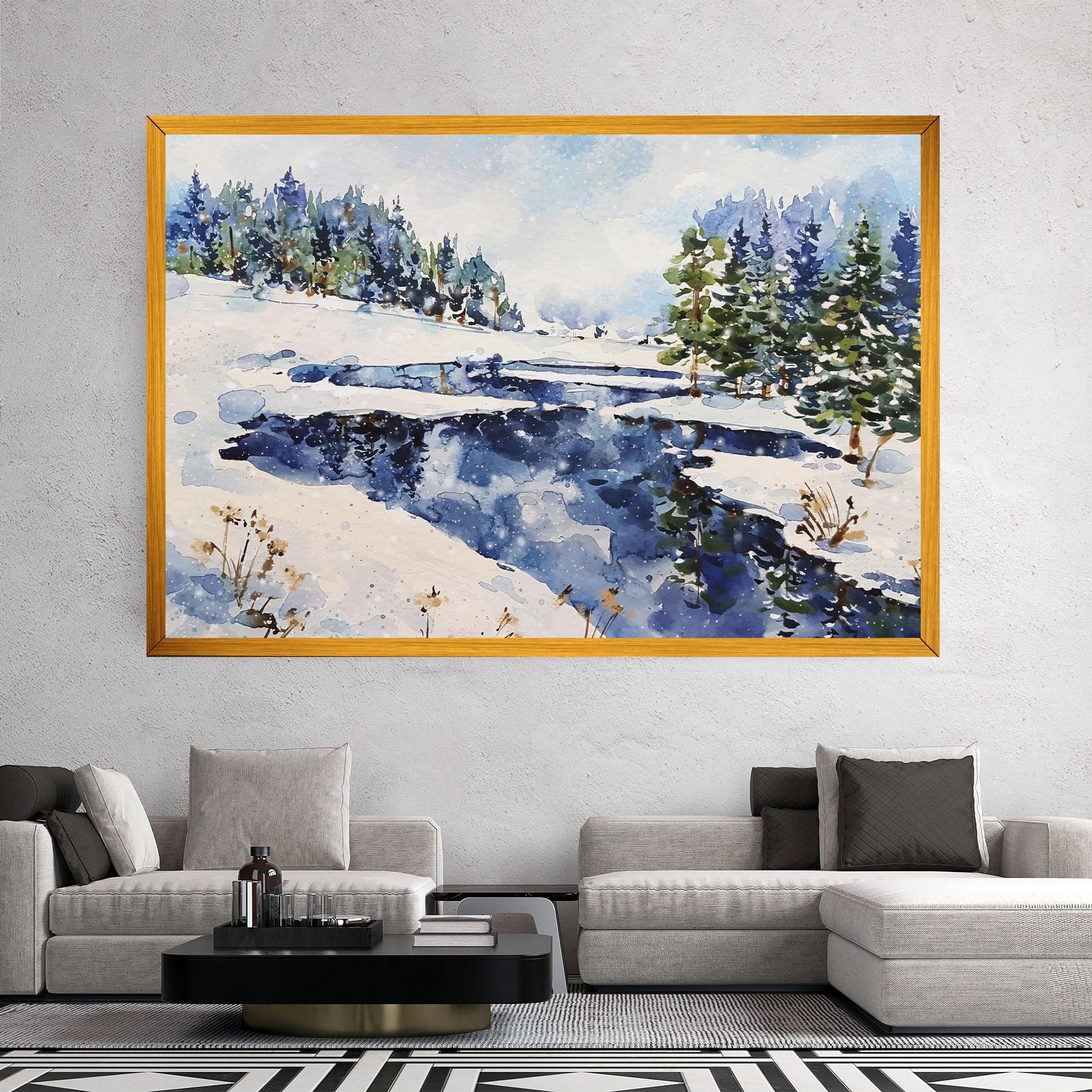 Картина на платно Winter Painting mockup 2