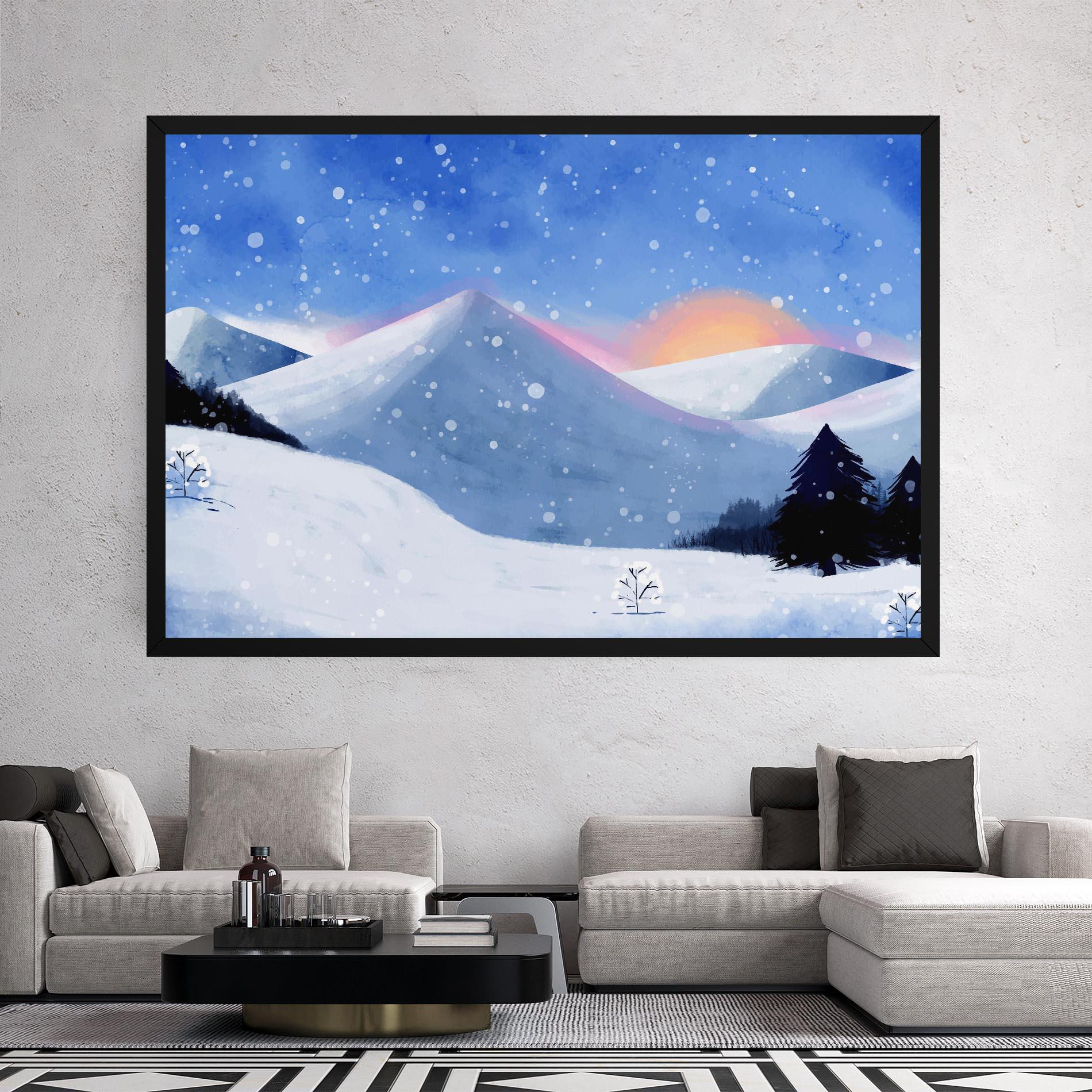 Картина на платно Mountain Snow Art mockup 2