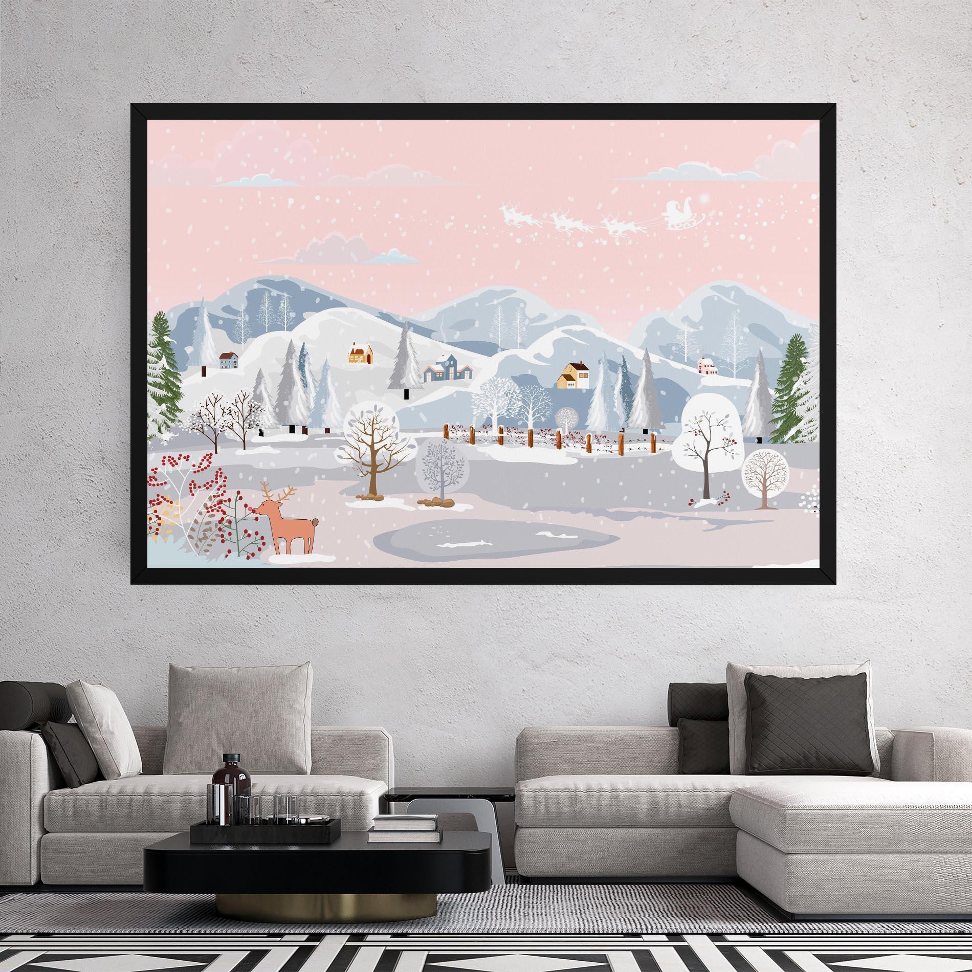 Картина на платно Pink Sky Winter mockup 2