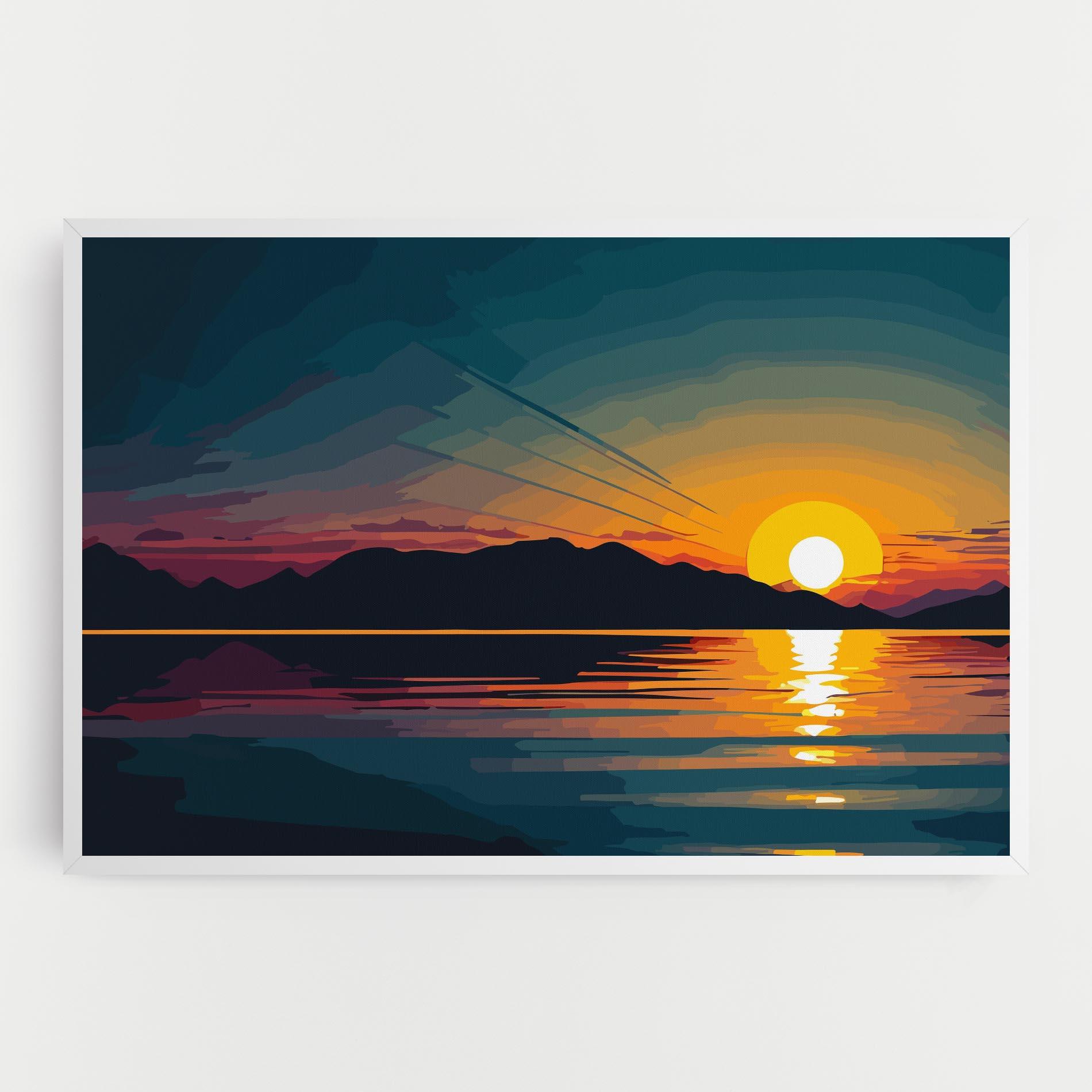 Картина на платно Sunset Art Lake mockup 0