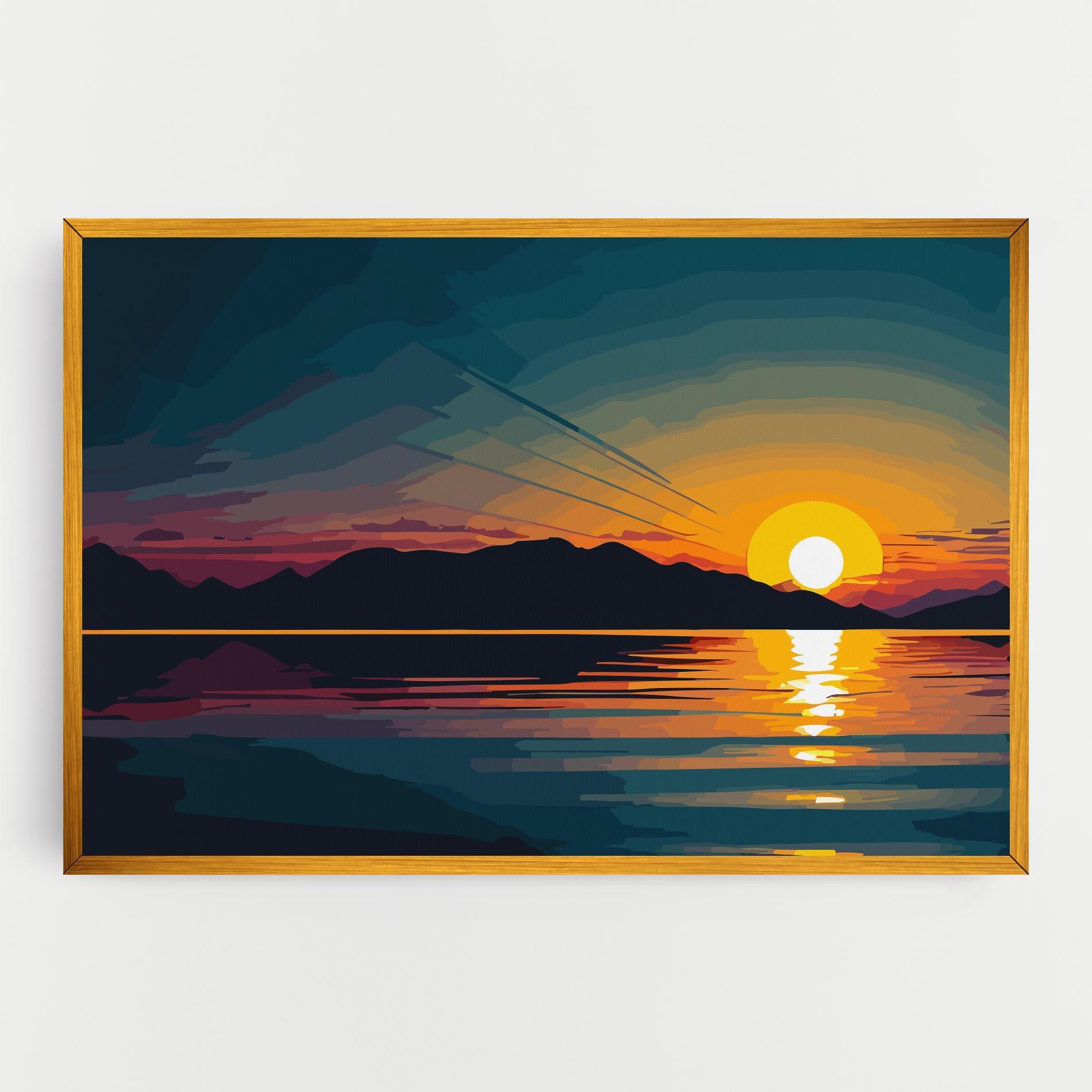 Картина на платно Sunset Art Lake mockup 0