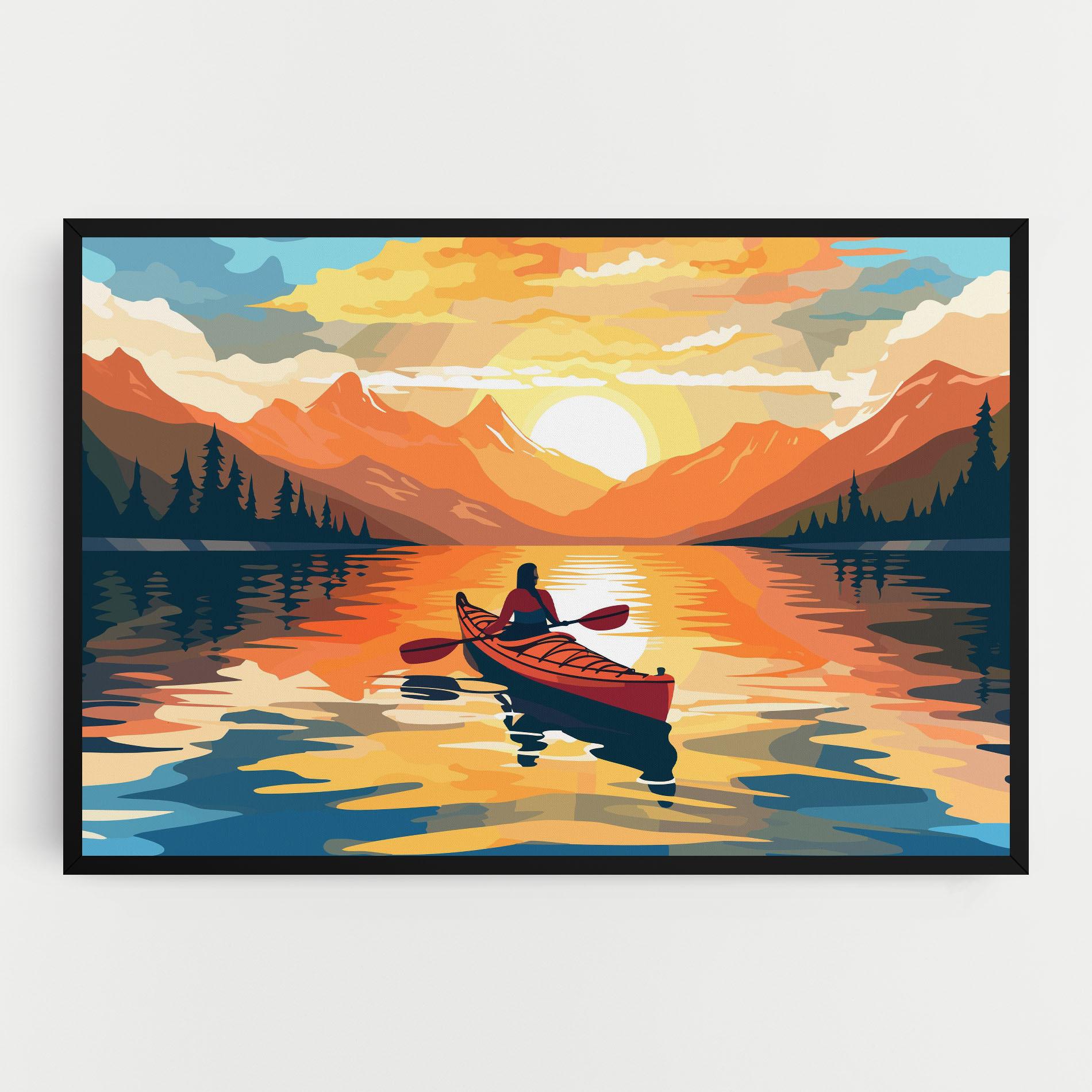 Картина на платно Boat Sunset Woman mockup 0