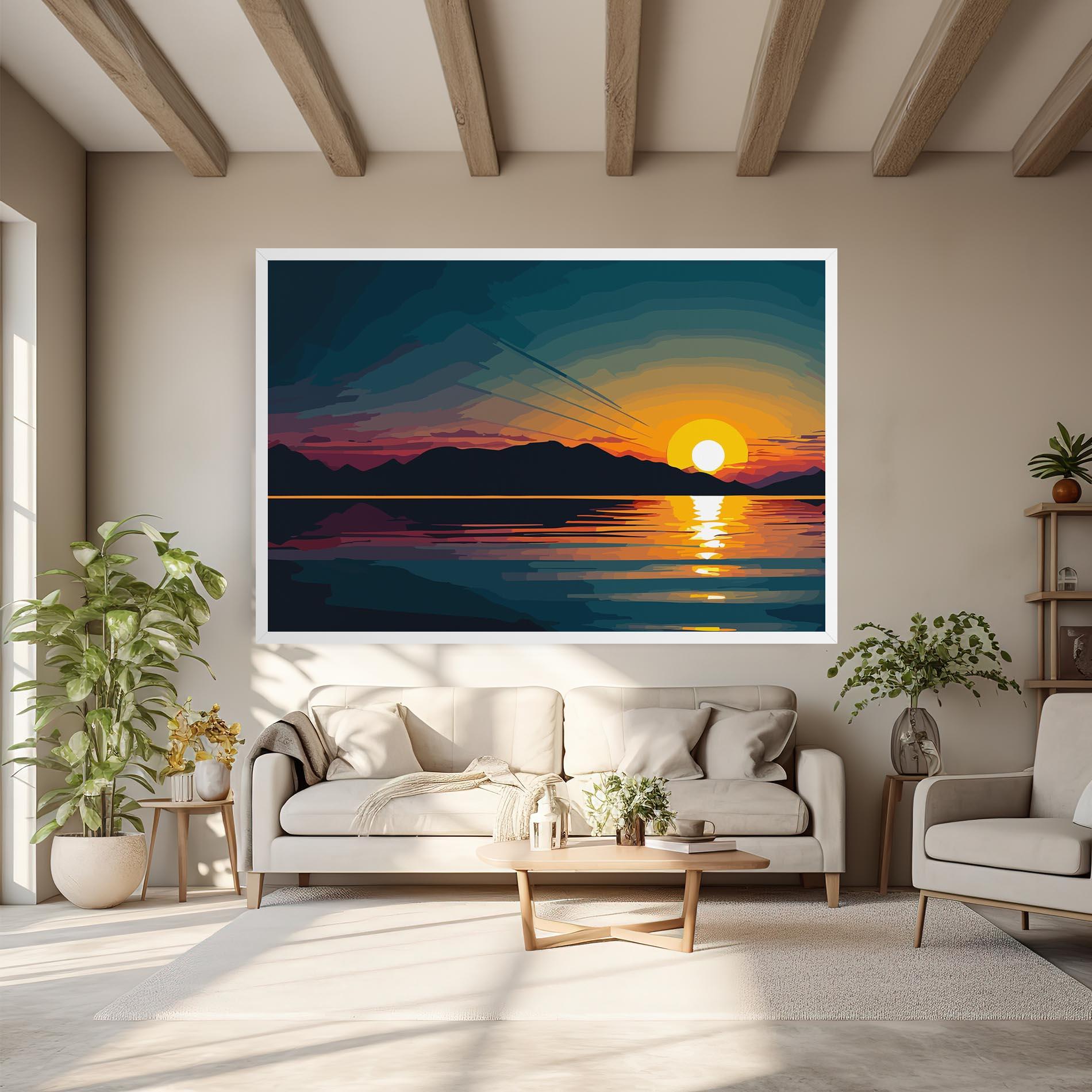 Картина на платно Sunset Art Lake mockup 6