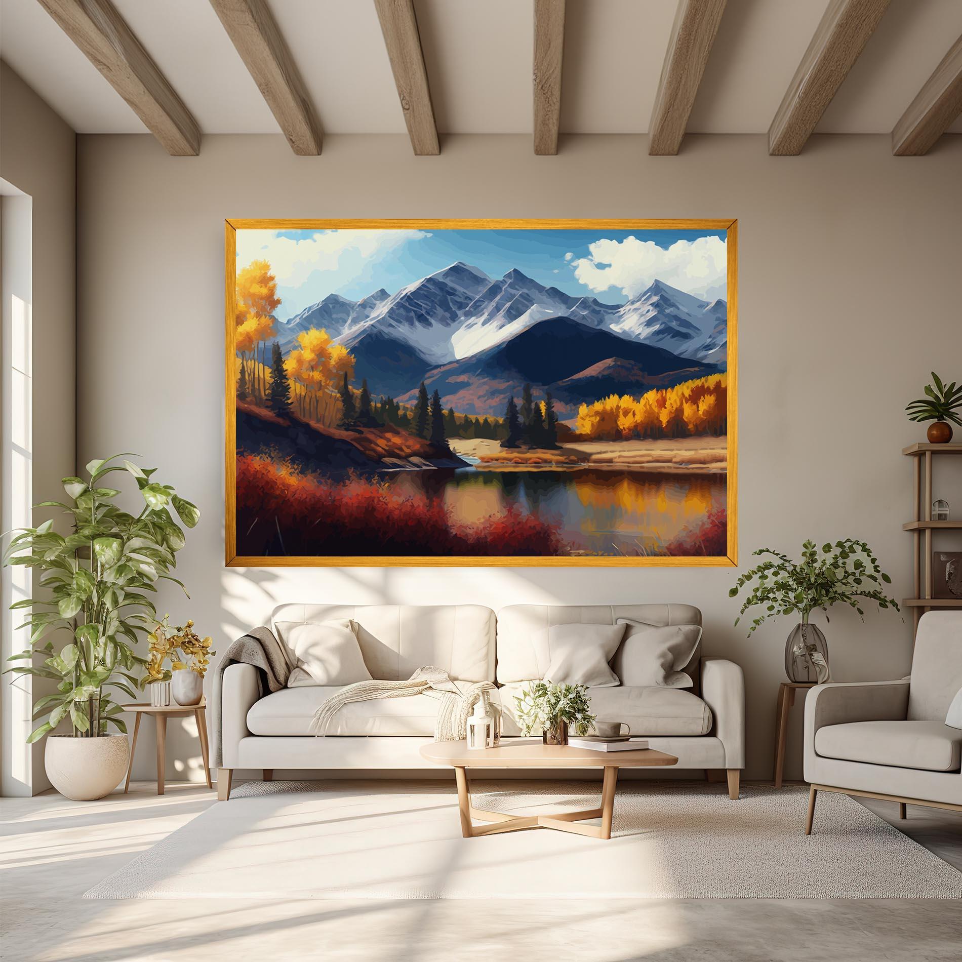 Картина на платно Lake Autumn View mockup 6