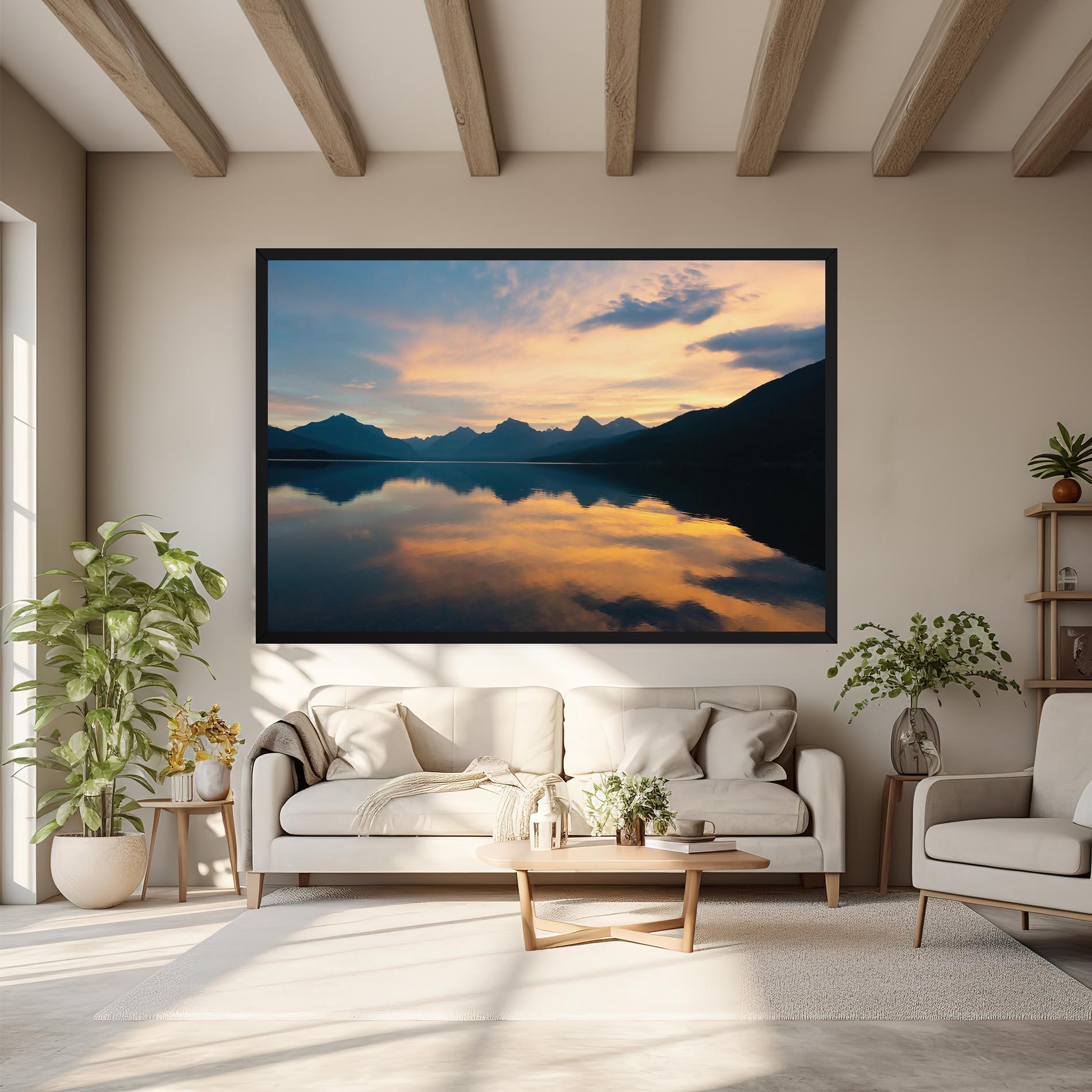 Картина на платно Orange Light Lake mockup 6