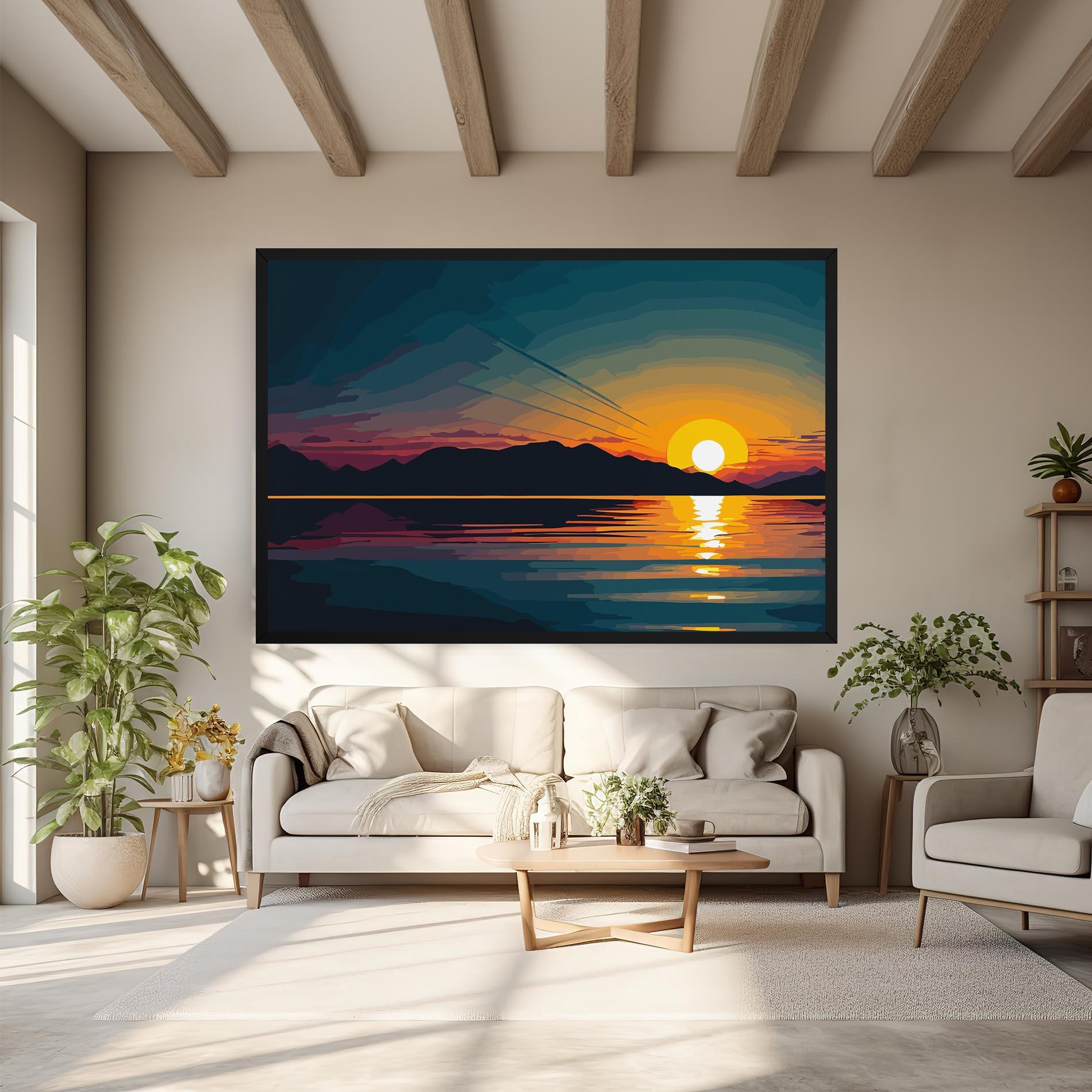 Картина на платно Sunset Art Lake mockup 6