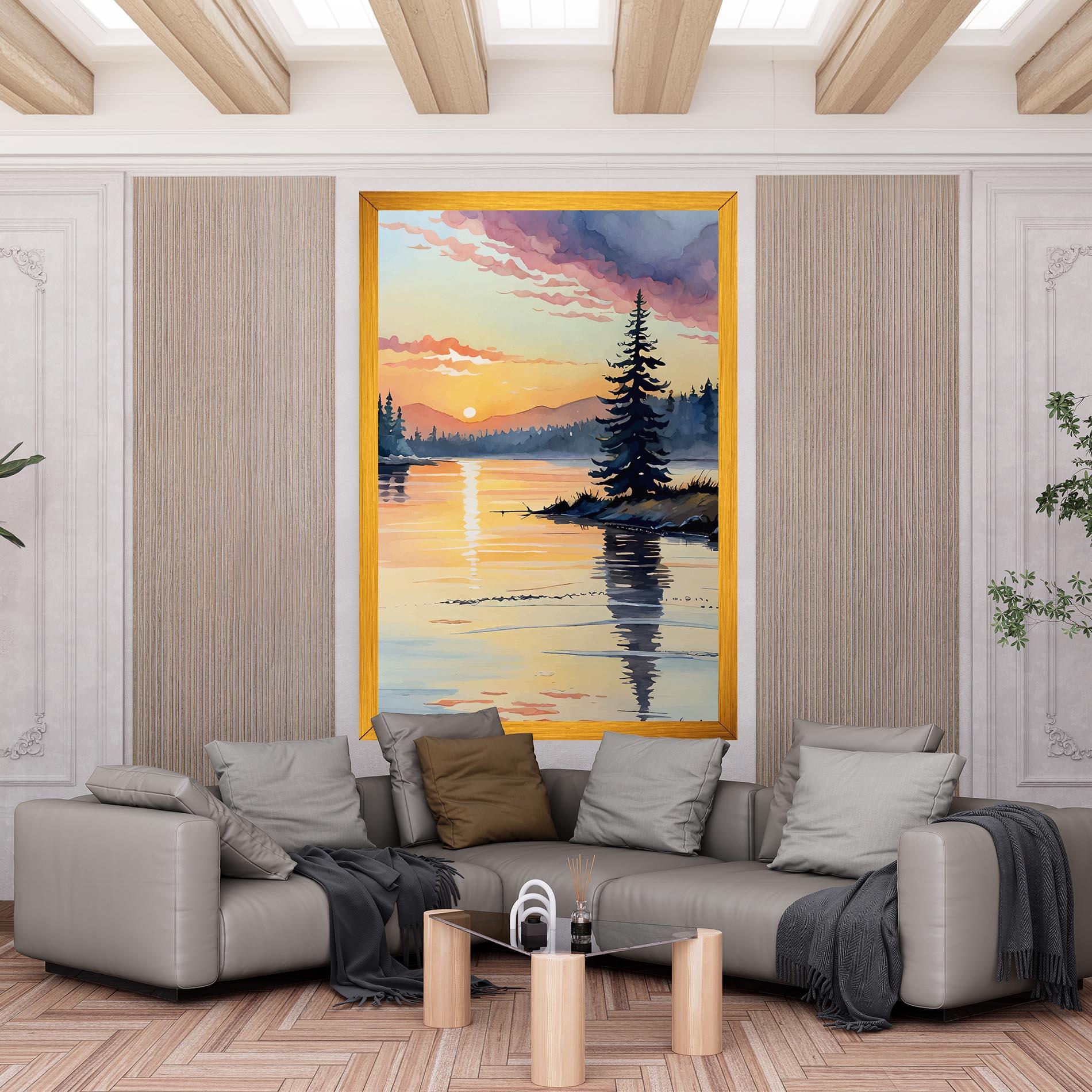 Картина на платно Tree Shadow Lake mockup 6