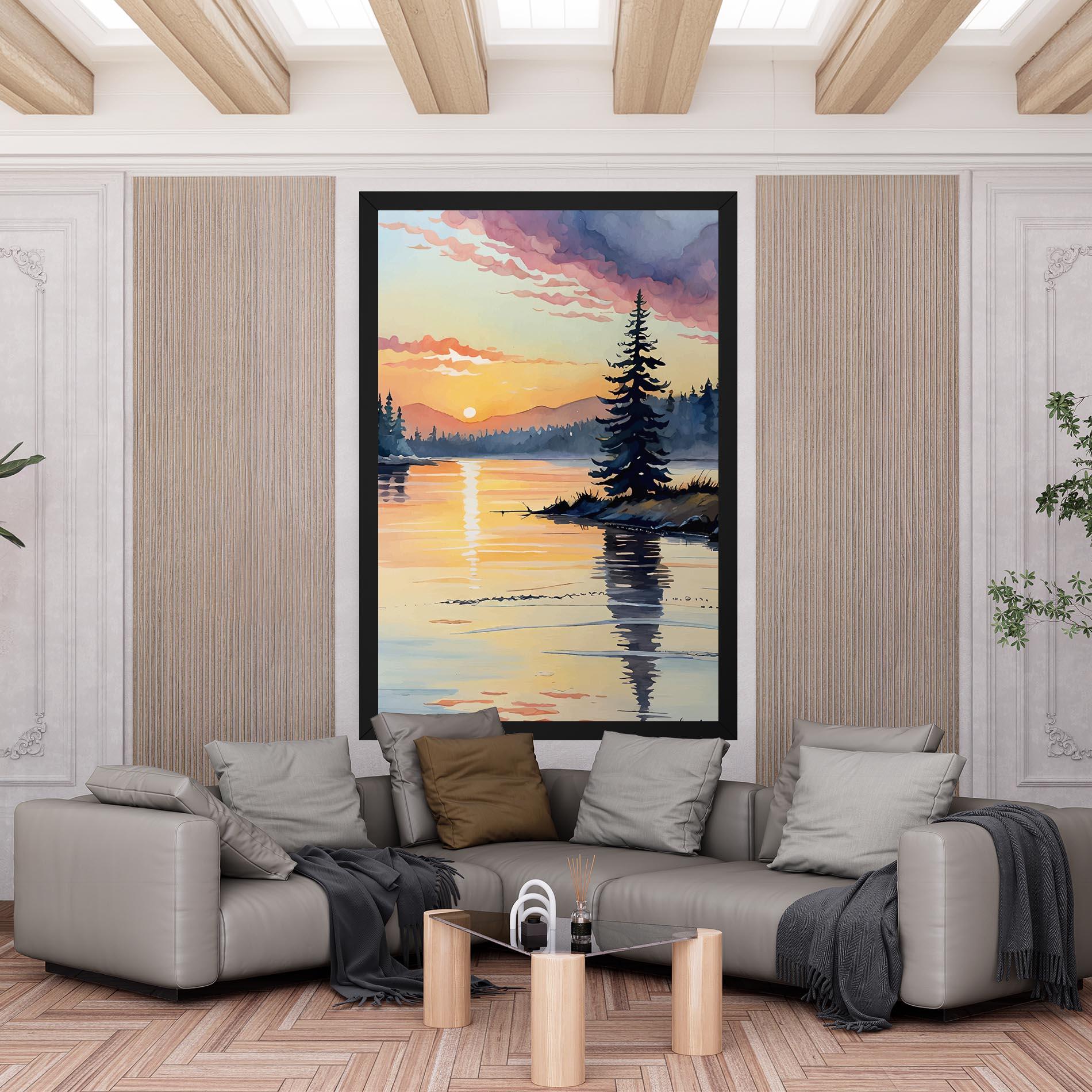 Картина на платно Tree Shadow Lake mockup 6