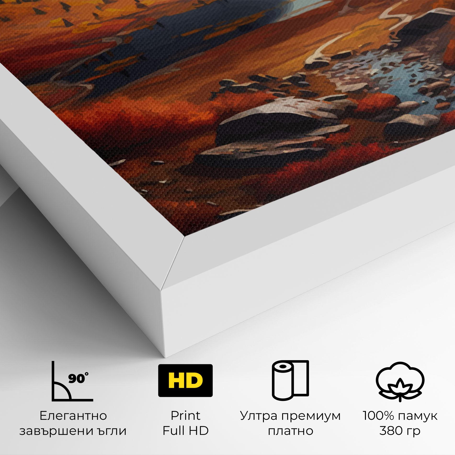 Картина на платно Autumn Field Lake mockup 4