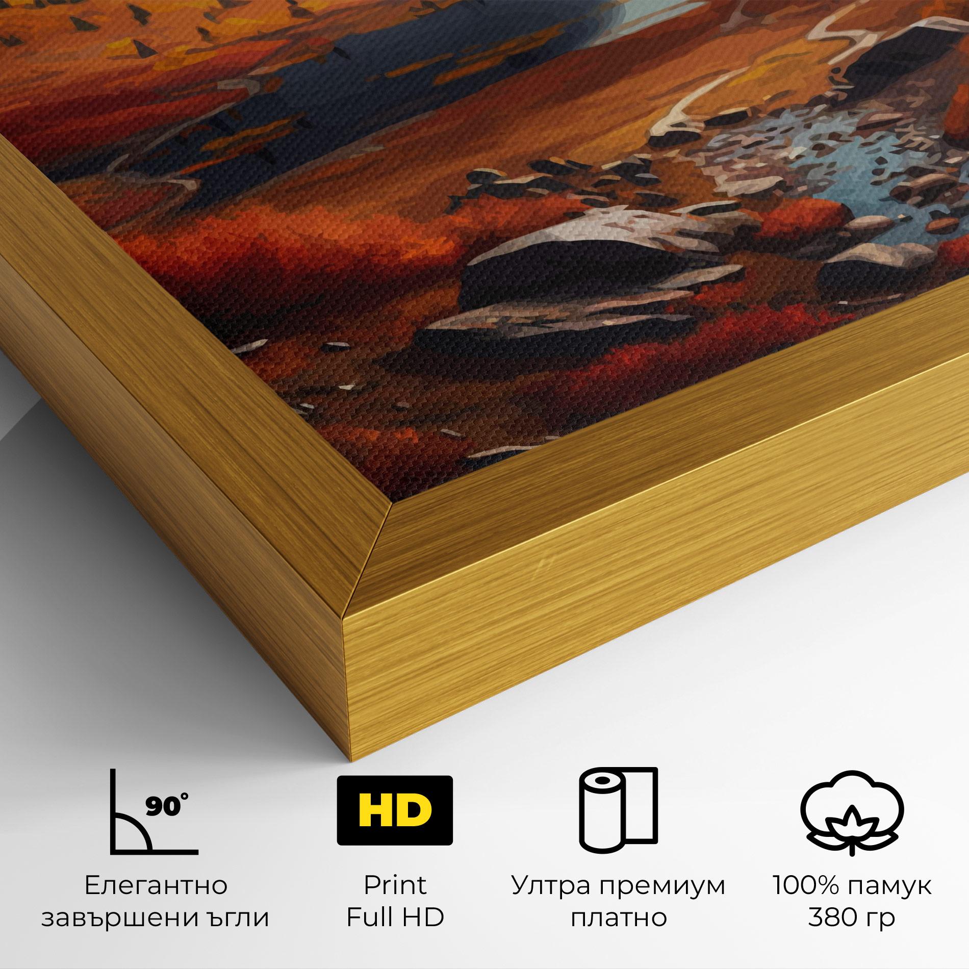 Картина на платно Autumn Field Lake mockup 4