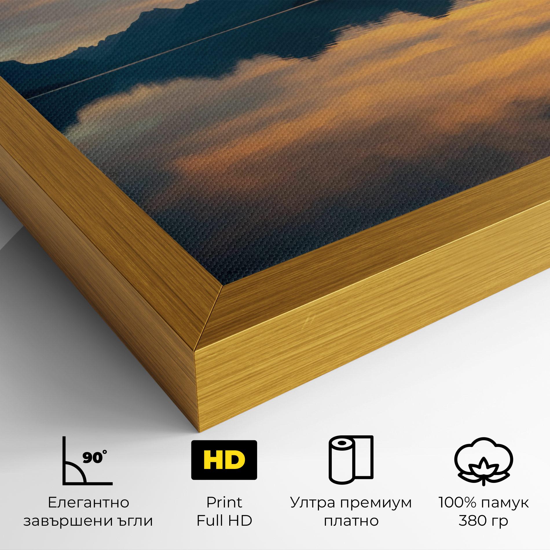 Картина на платно Orange Light Lake mockup 4