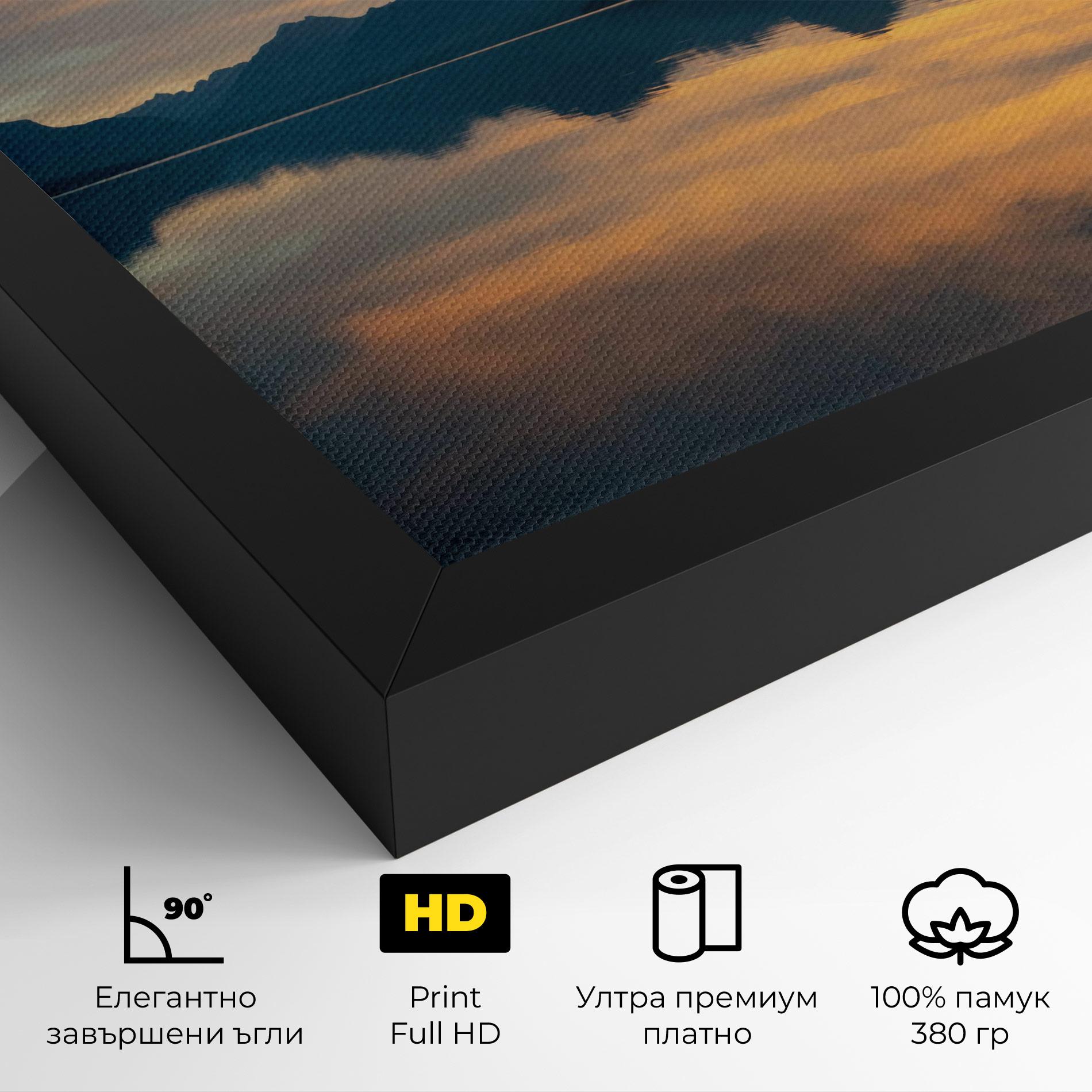 Картина на платно Orange Light Lake mockup 4