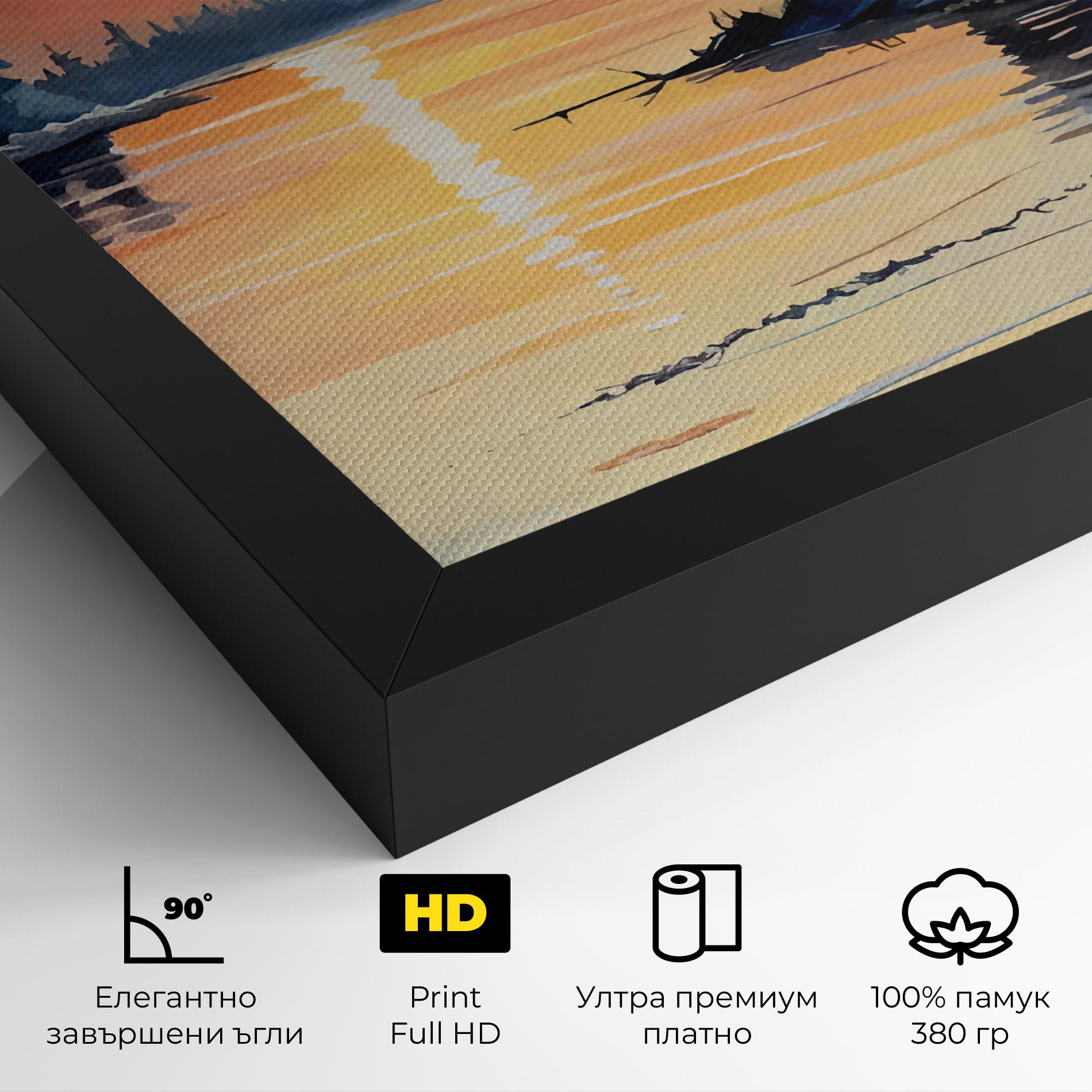 Картина на платно Tree Shadow Lake mockup 4